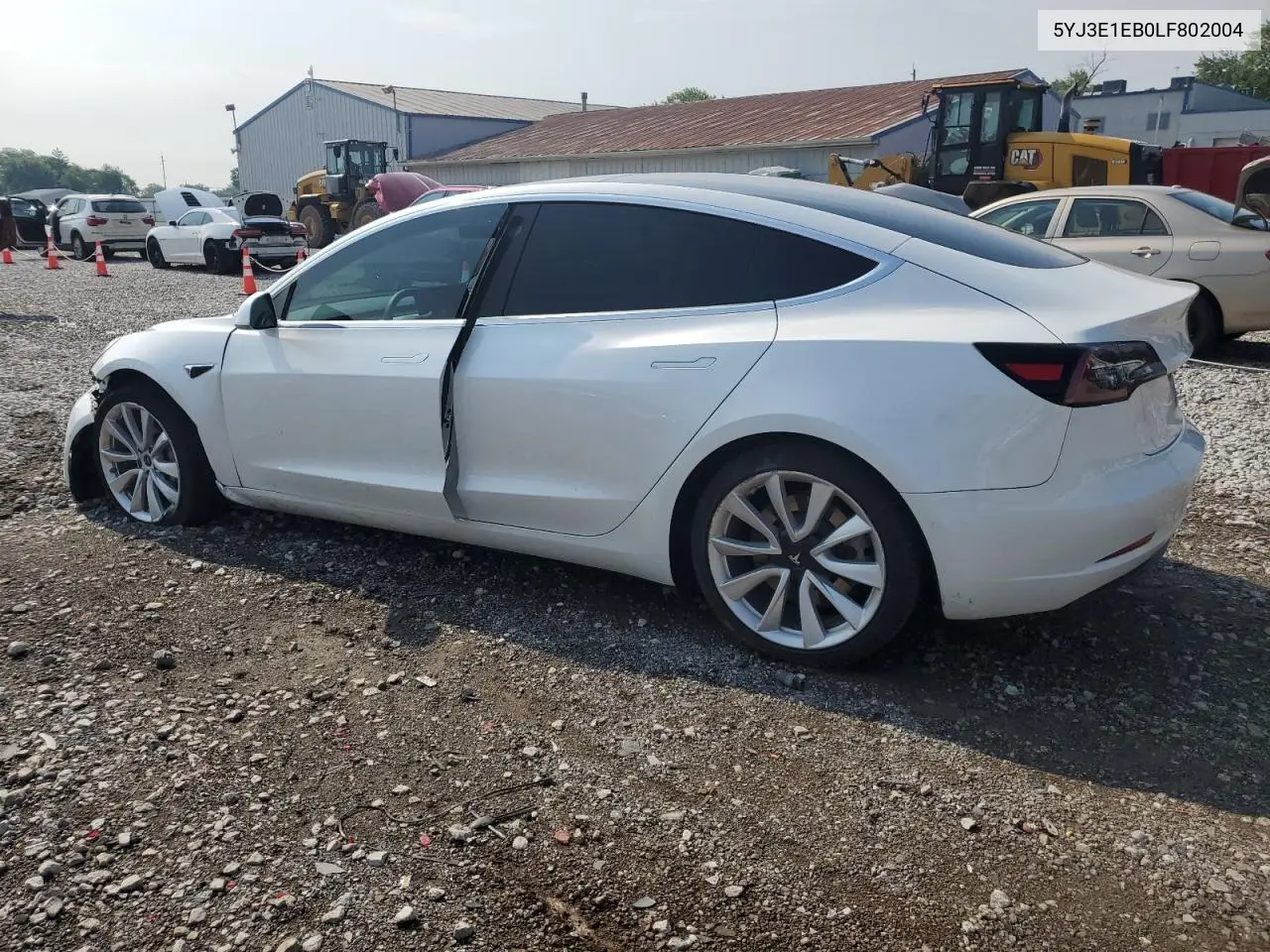 2020 Tesla Model 3 VIN: 5YJ3E1EB0LF802004 Lot: 60493655