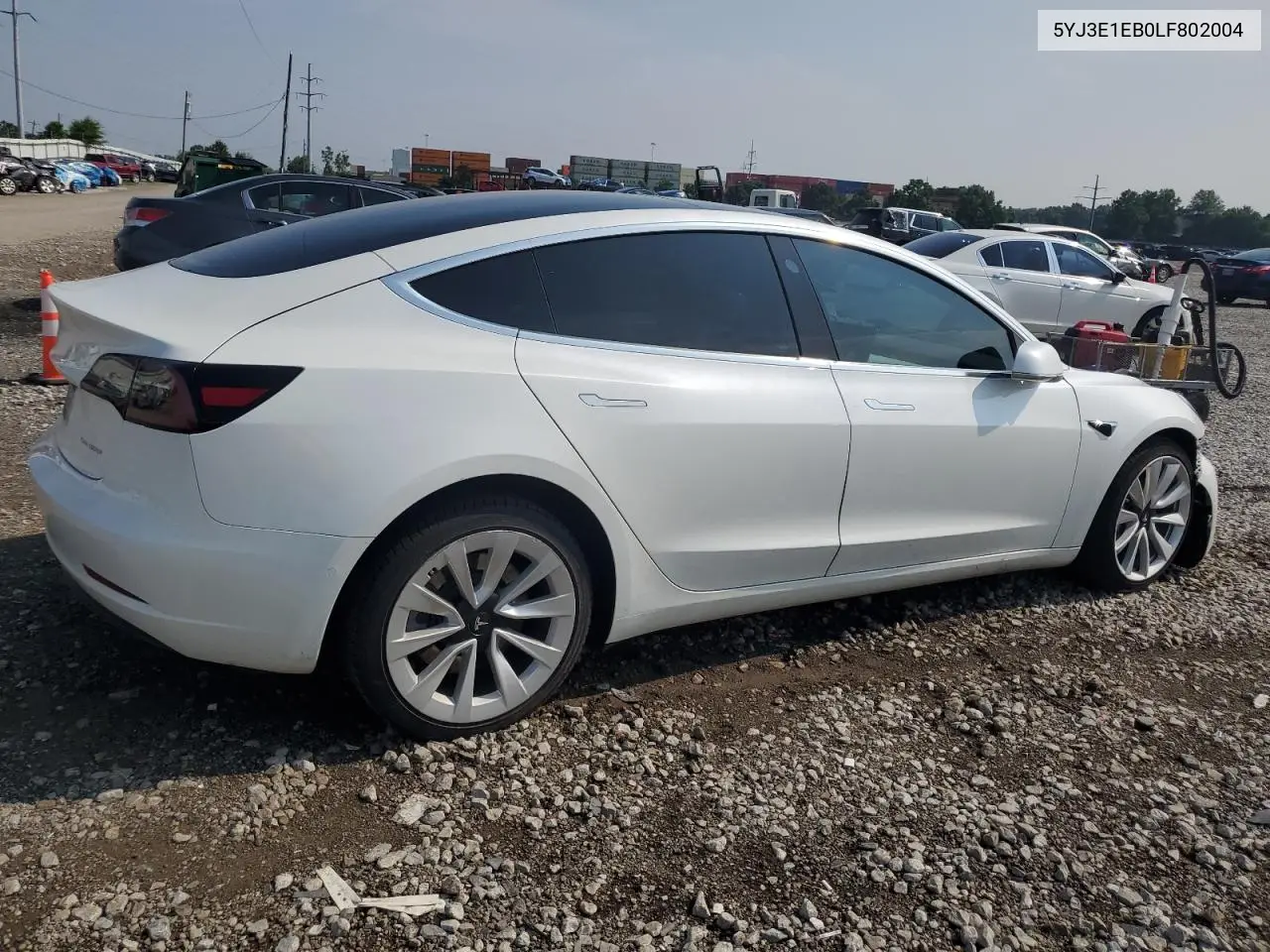 2020 Tesla Model 3 VIN: 5YJ3E1EB0LF802004 Lot: 60493655