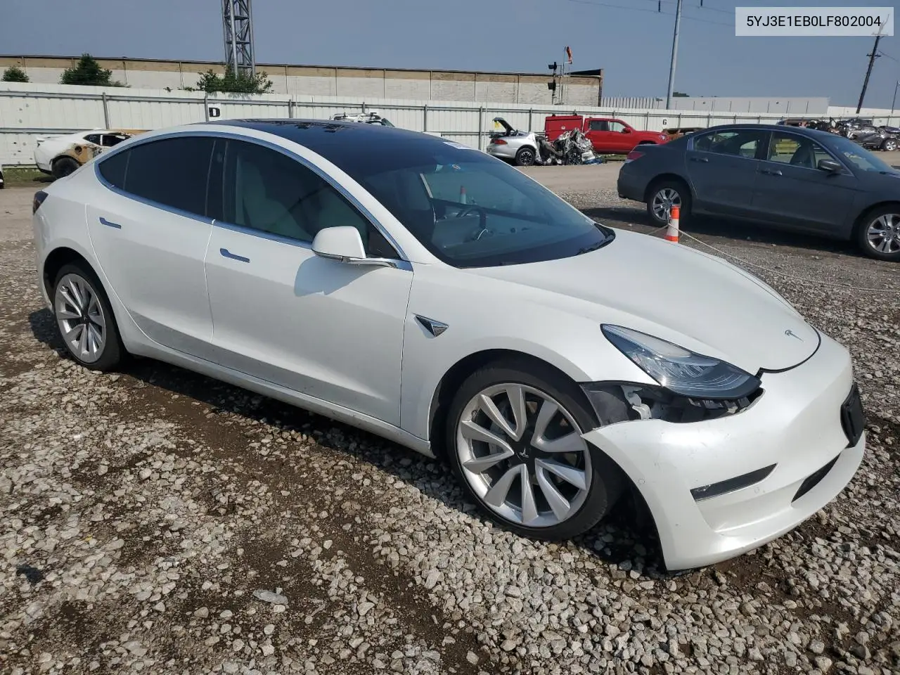 2020 Tesla Model 3 VIN: 5YJ3E1EB0LF802004 Lot: 60493655