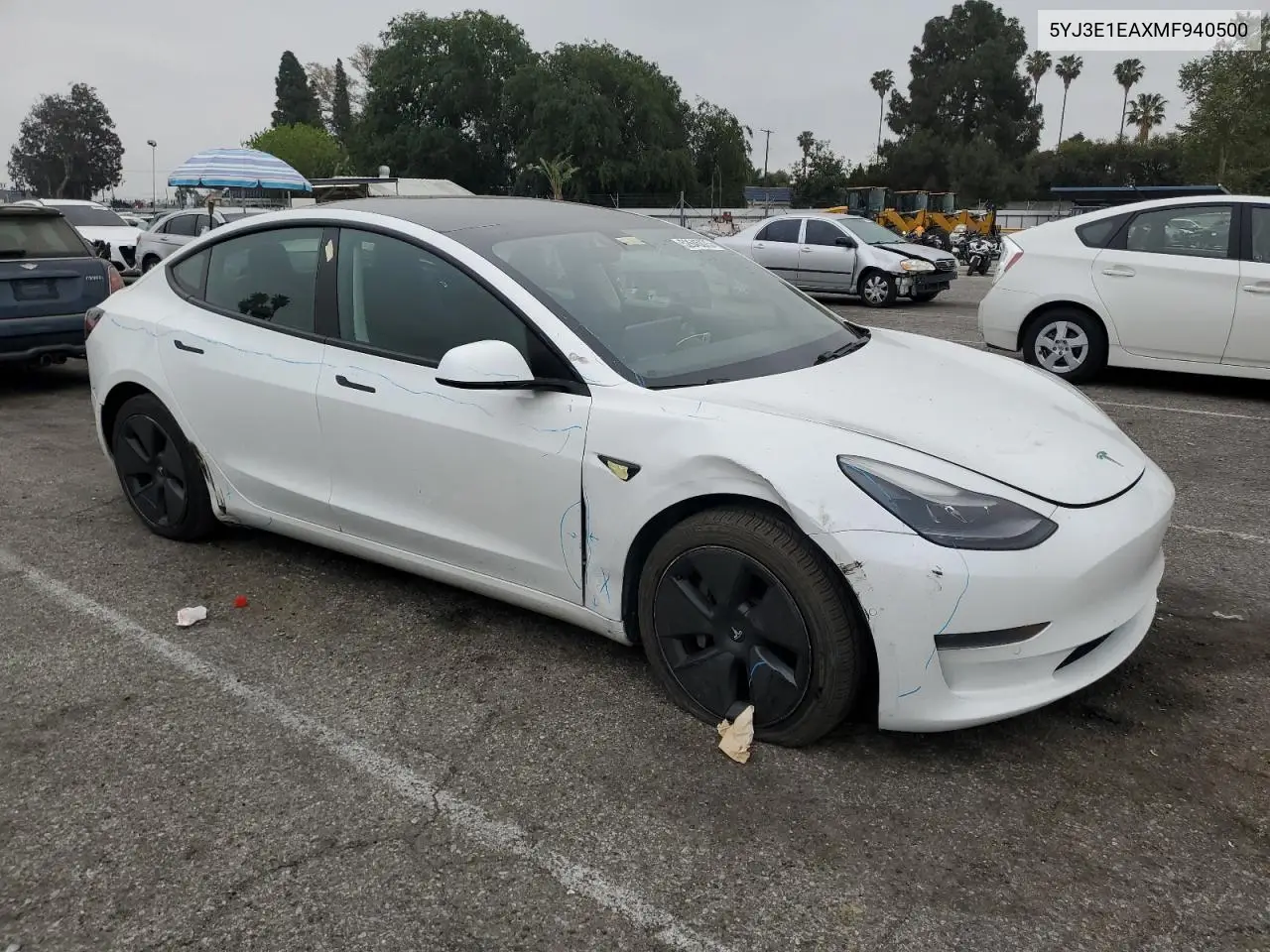 2021 Tesla Model 3 VIN: 5YJ3E1EAXMF940500 Lot: 52645075