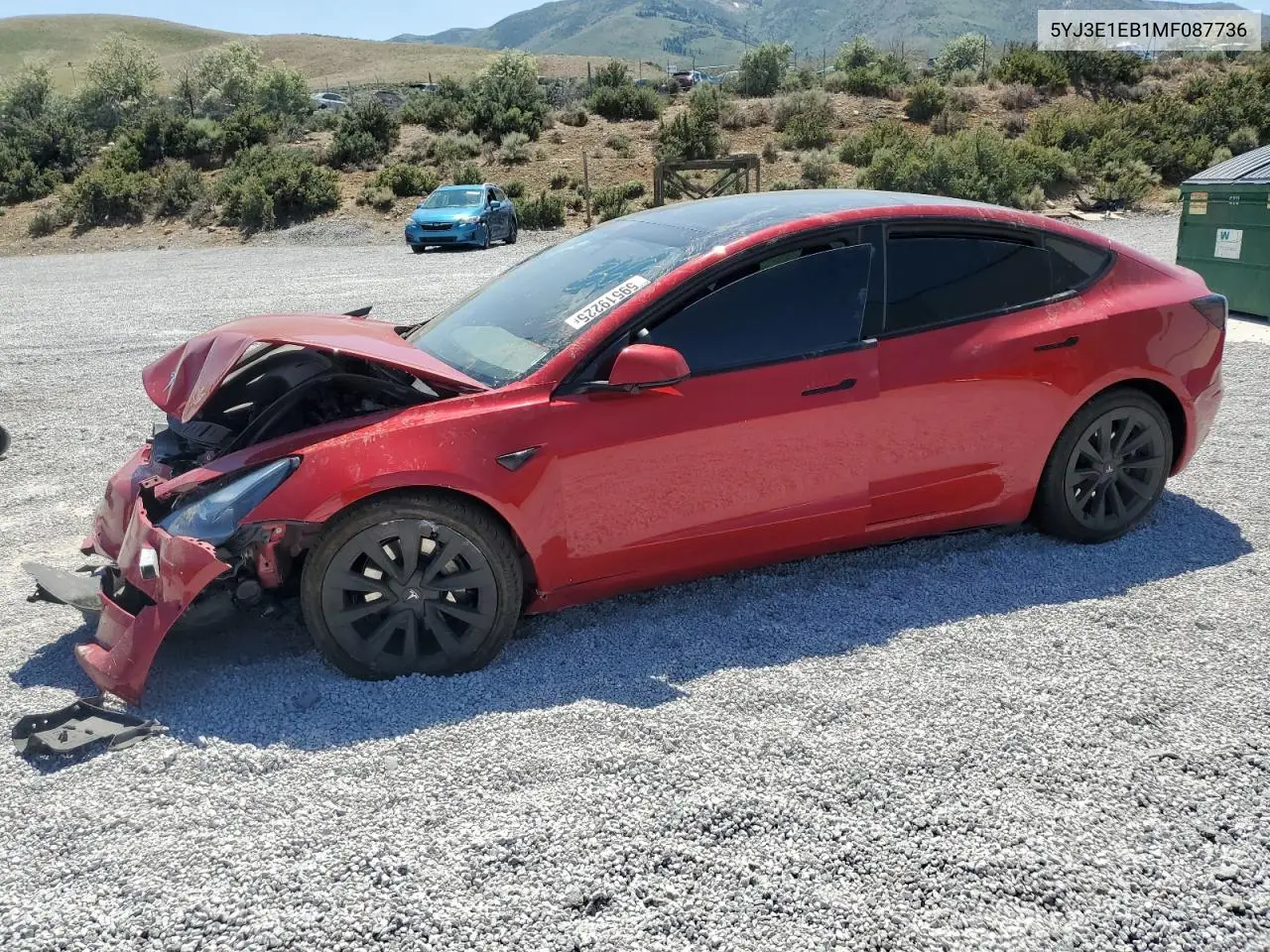 2021 Tesla Model 3 VIN: 5YJ3E1EB1MF087736 Lot: 59519225