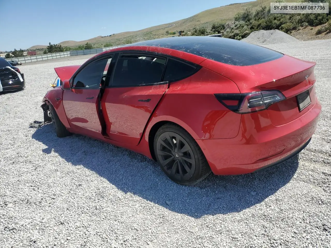 2021 Tesla Model 3 VIN: 5YJ3E1EB1MF087736 Lot: 59519225