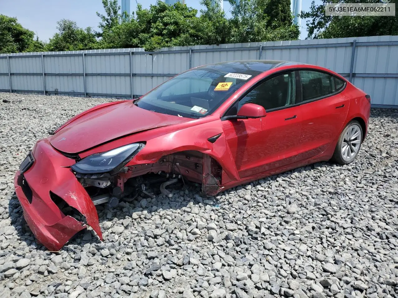 2021 Tesla Model 3 VIN: 5YJ3E1EA6MF062211 Lot: 62223575