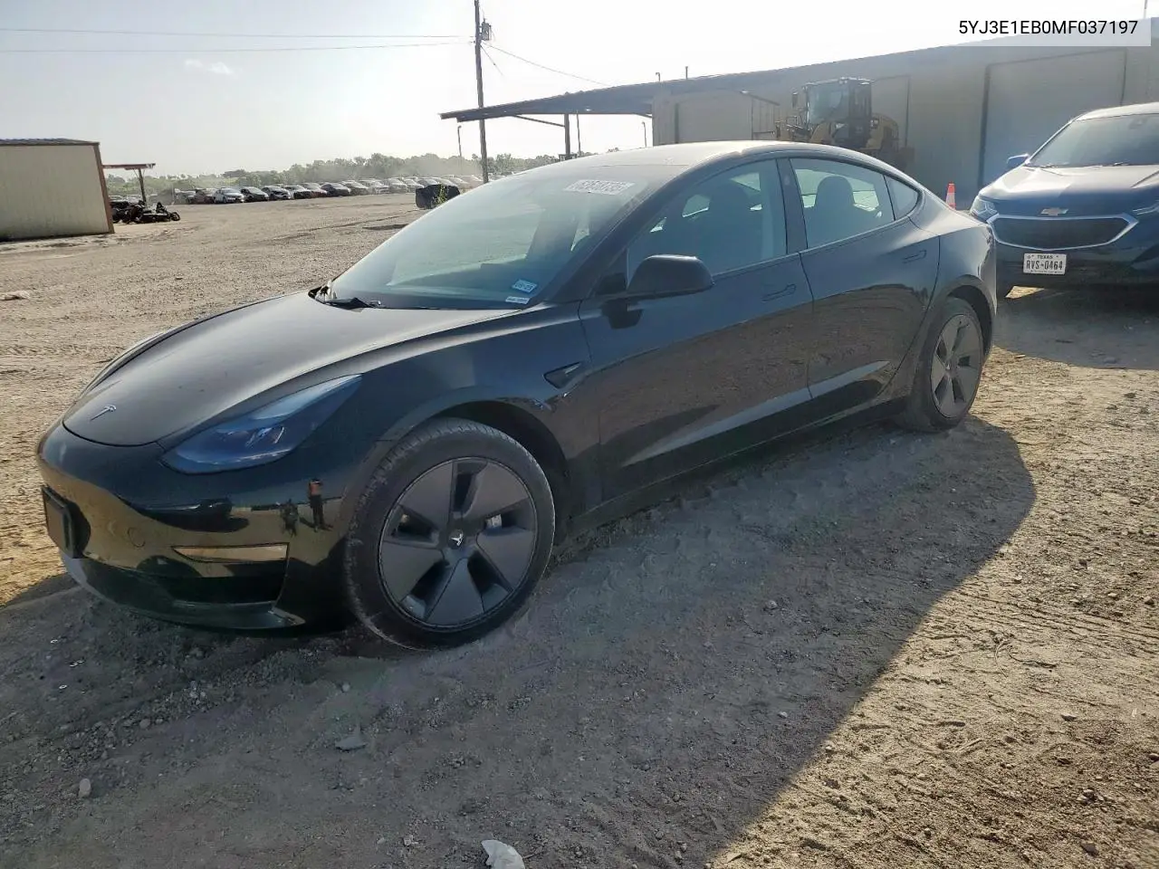 2021 Tesla Model 3 VIN: 5YJ3E1EB0MF037197 Lot: 62518735