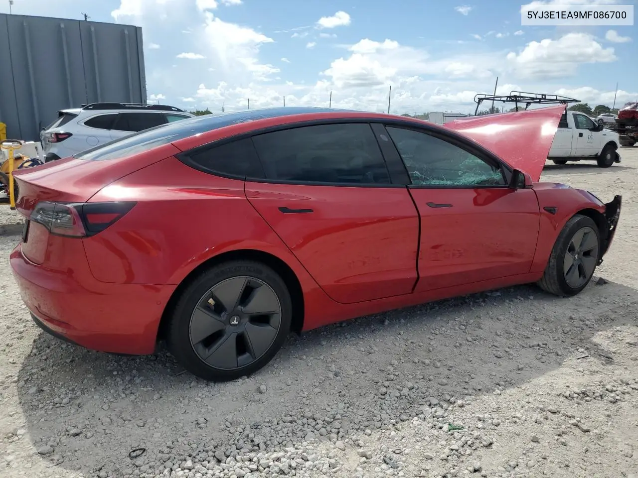 2021 Tesla Model 3 VIN: 5YJ3E1EA9MF086700 Lot: 62742135