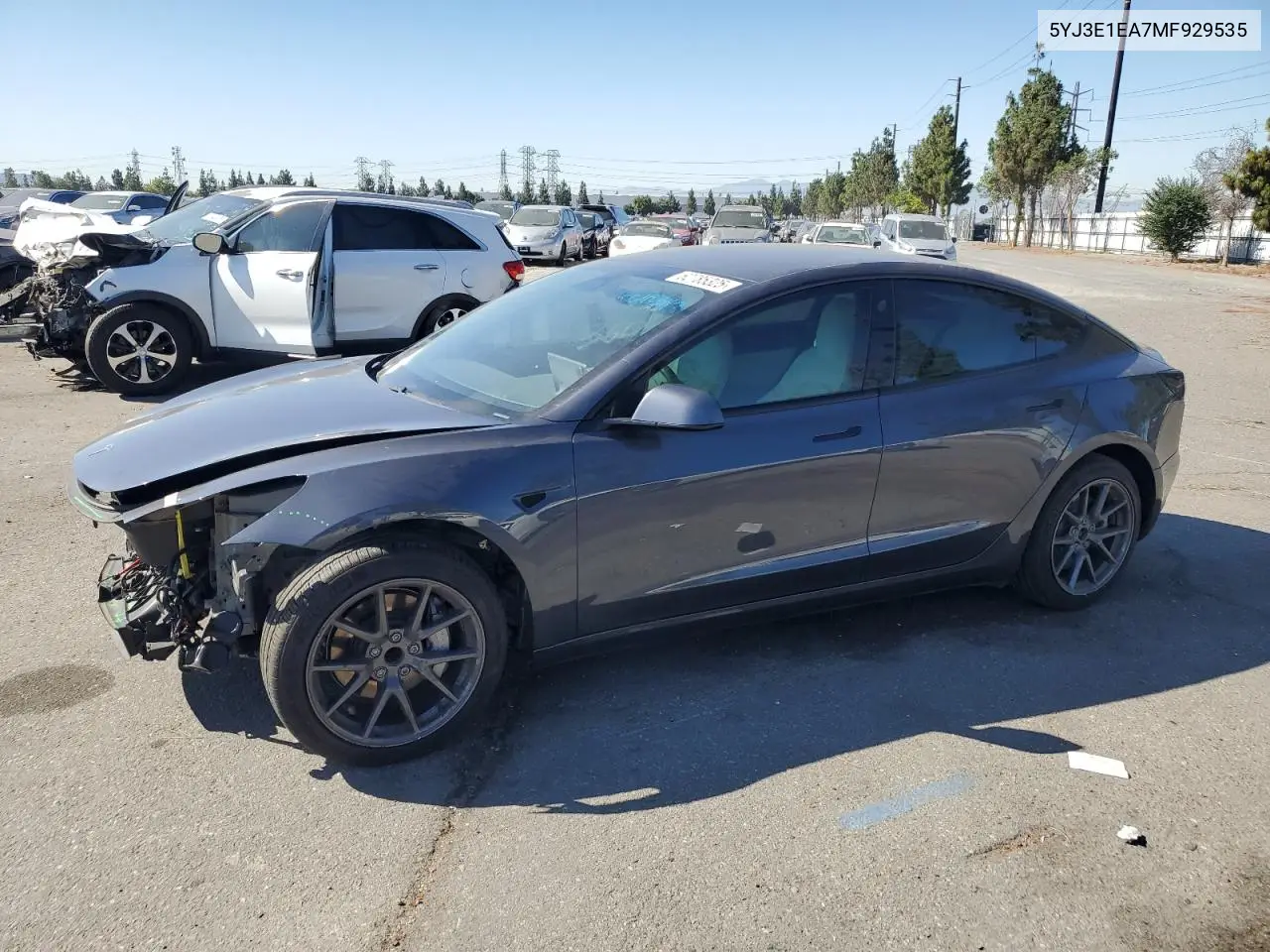 2021 Tesla Model 3 VIN: 5YJ3E1EA7MF929535 Lot: 62785325