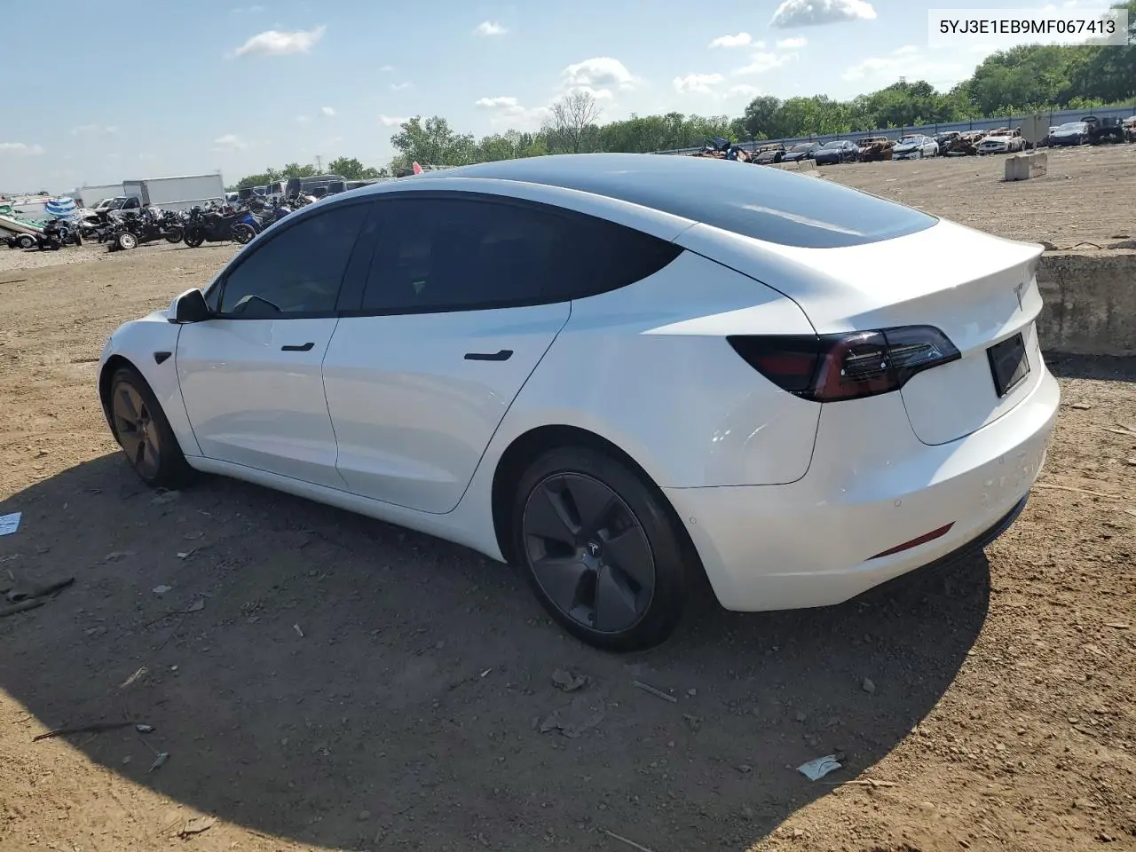 2021 Tesla Model 3 VIN: 5YJ3E1EB9MF067413 Lot: 62884255