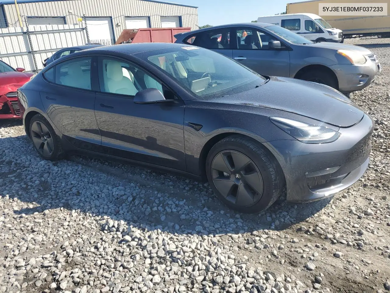 2021 Tesla Model 3 VIN: 5YJ3E1EB0MF037233 Lot: 62899935