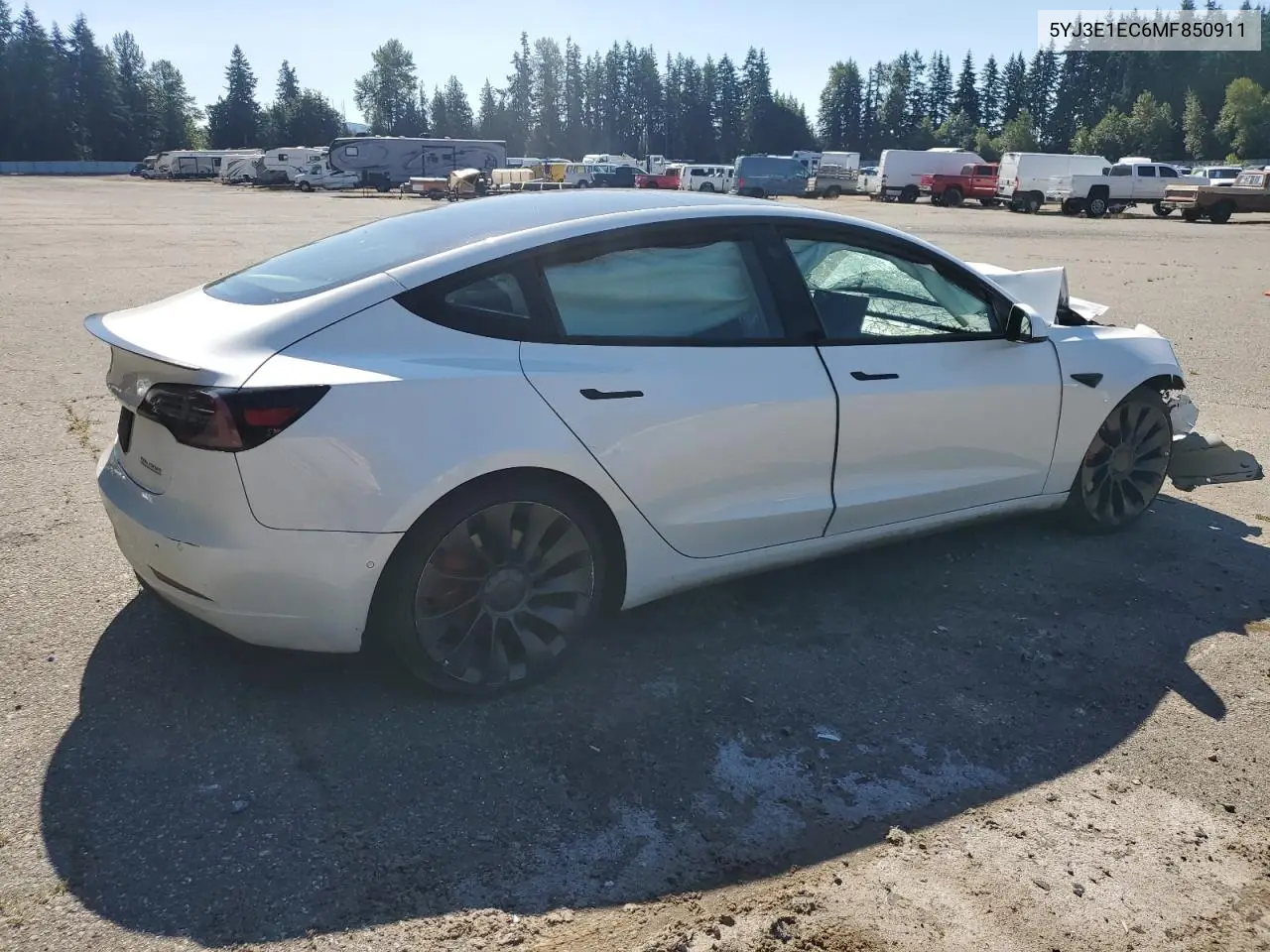 2021 Tesla Model 3 VIN: 5YJ3E1EC6MF850911 Lot: 63535845