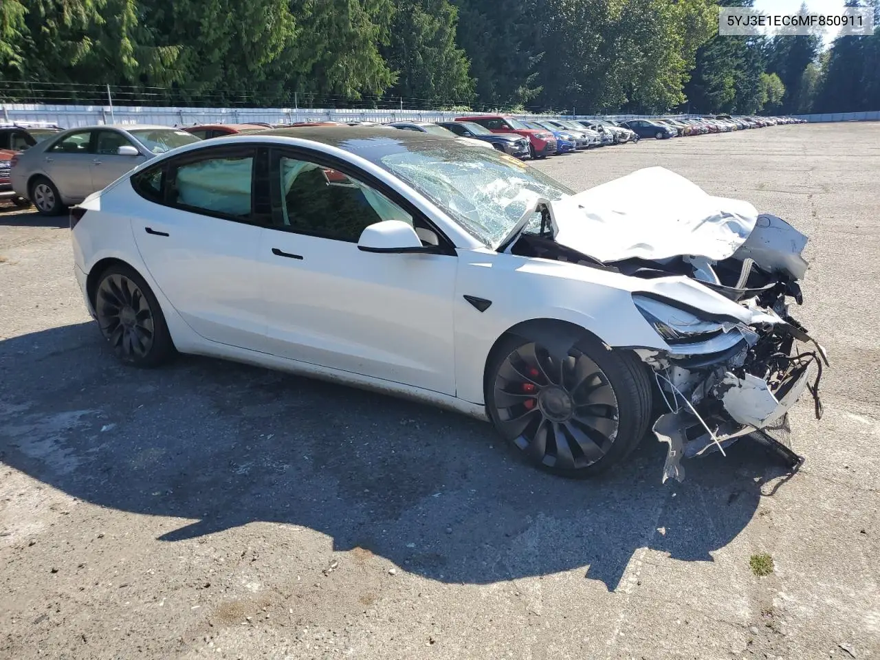 2021 Tesla Model 3 VIN: 5YJ3E1EC6MF850911 Lot: 63535845