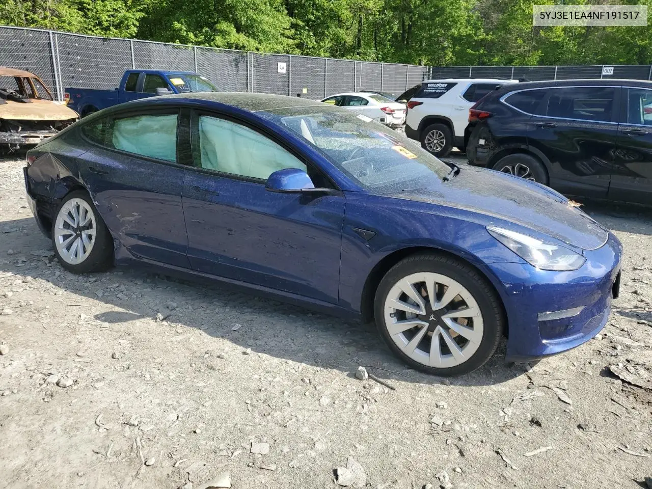 2022 Tesla Model 3 VIN: 5YJ3E1EA4NF191517 Lot: 55575615
