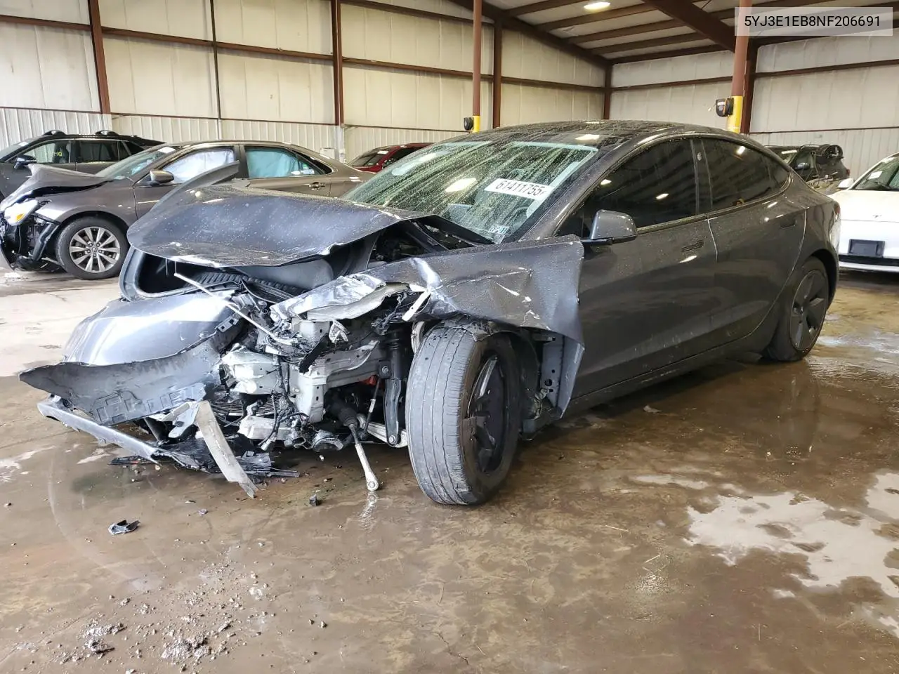 2022 Tesla Model 3 VIN: 5YJ3E1EB8NF206691 Lot: 61411755