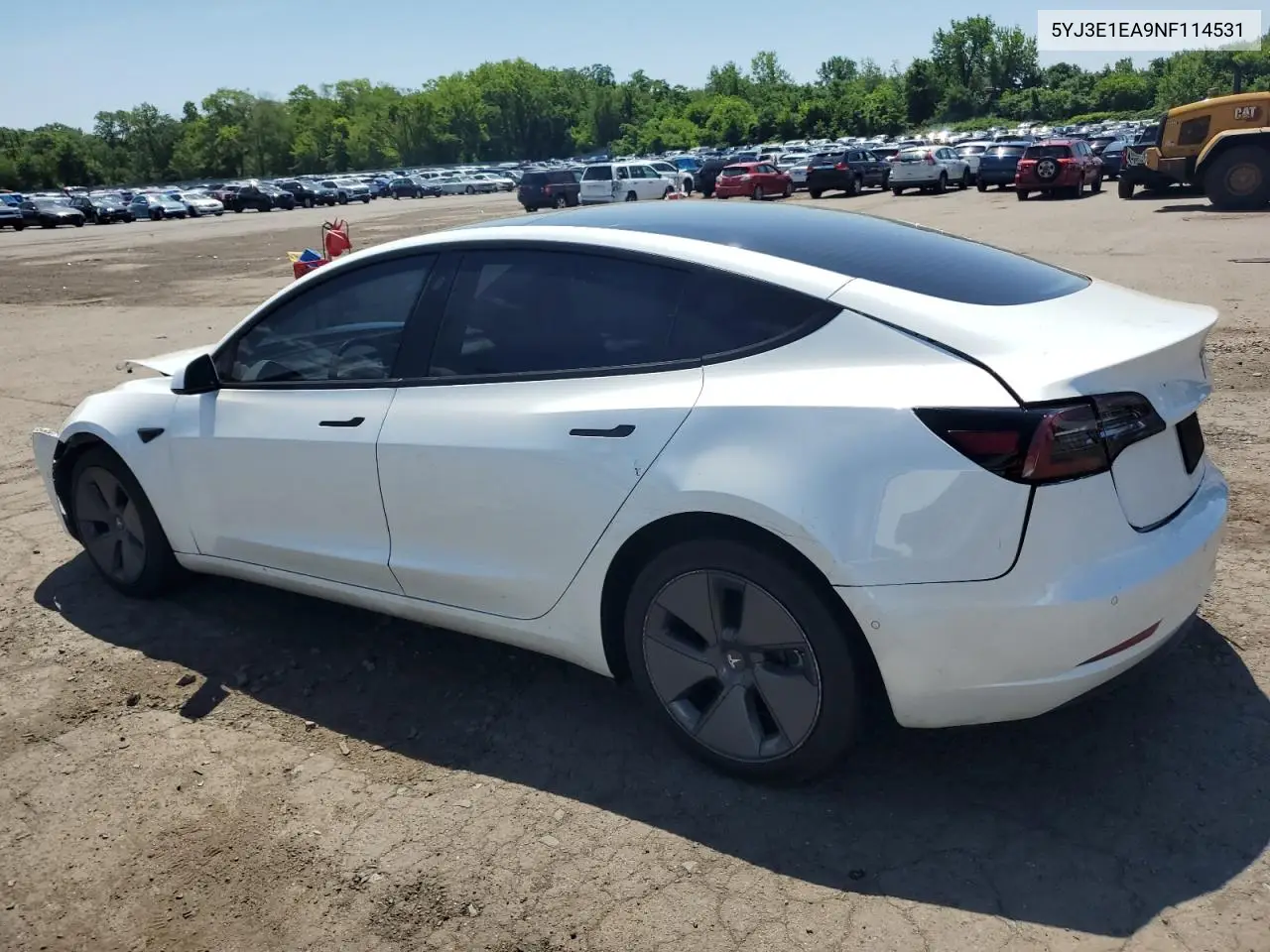 2022 Tesla Model 3 VIN: 5YJ3E1EA9NF114531 Lot: 62323505