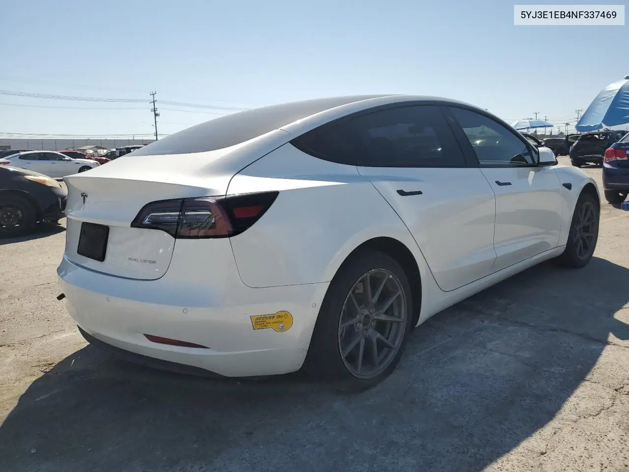 2022 Tesla Model 3 VIN: 5YJ3E1EB4NF337469 Lot: 62417615