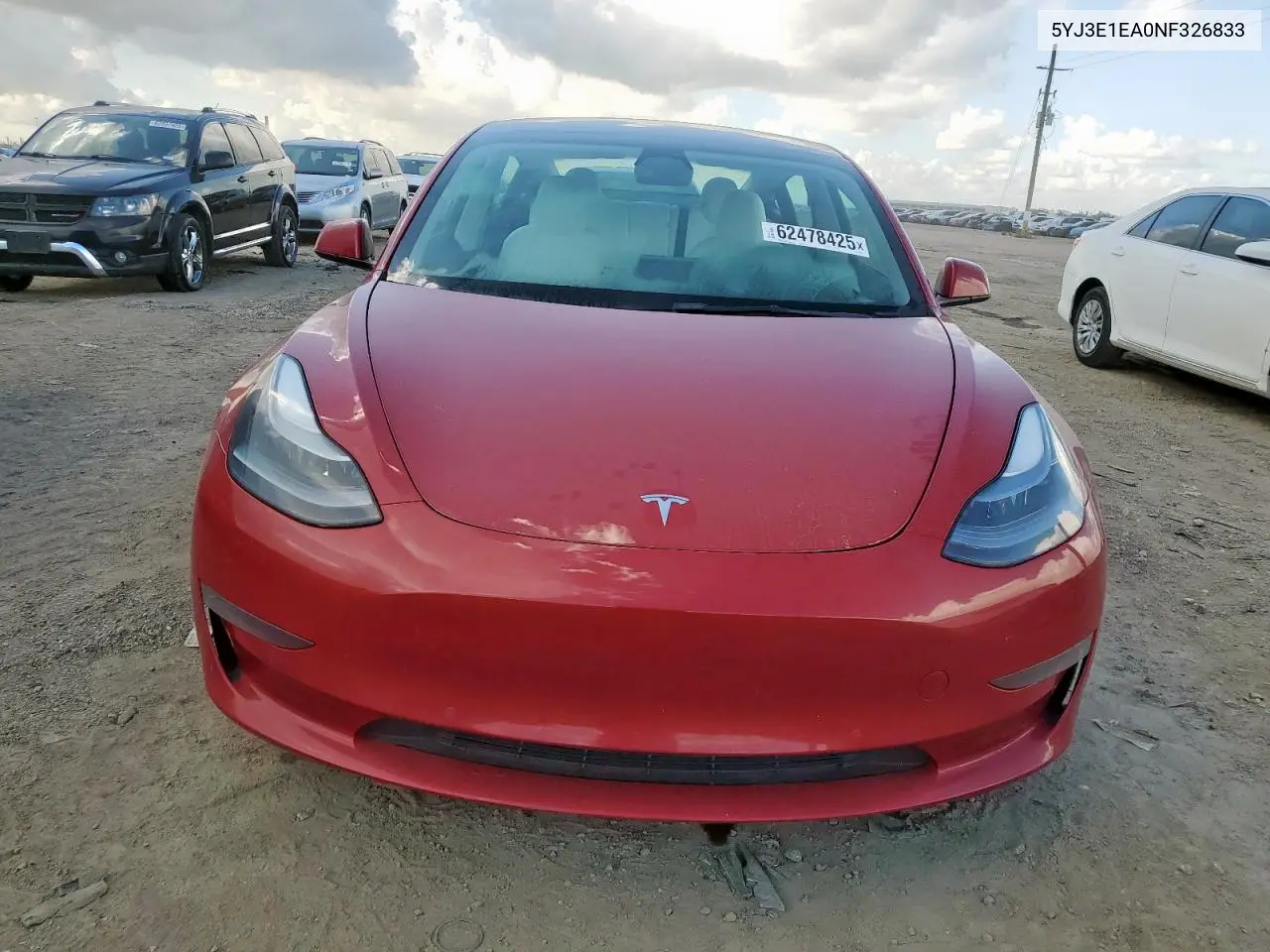 2022 Tesla Model 3 VIN: 5YJ3E1EA0NF326833 Lot: 62478425