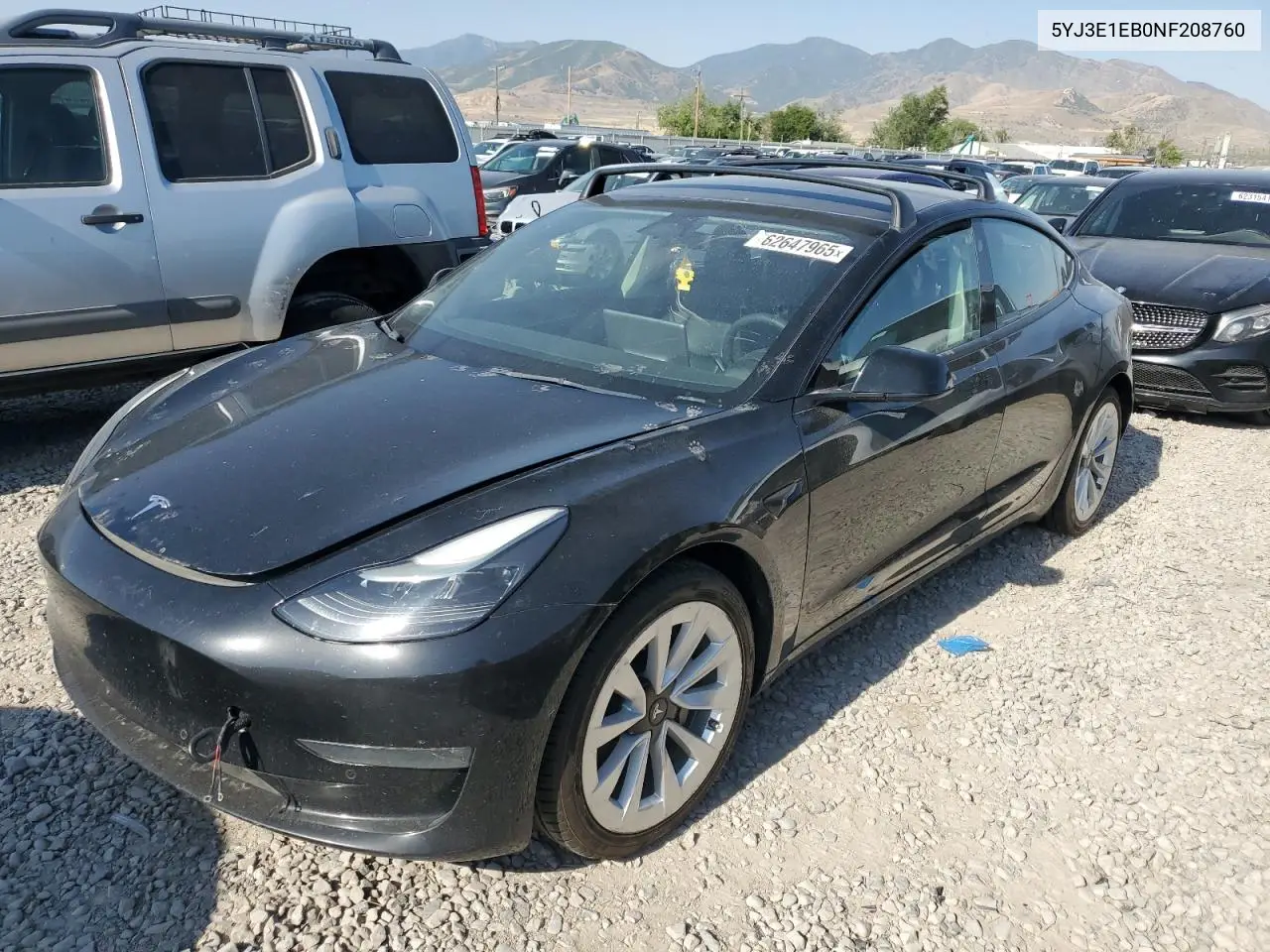 2022 Tesla Model 3 VIN: 5YJ3E1EB0NF208760 Lot: 62647965