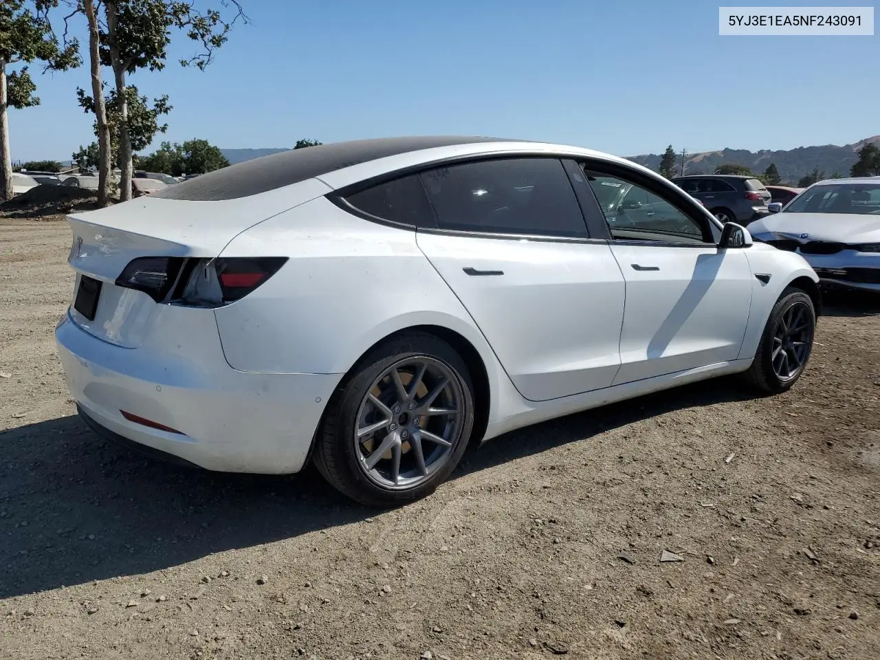 2022 Tesla Model 3 VIN: 5YJ3E1EA5NF243091 Lot: 62852605