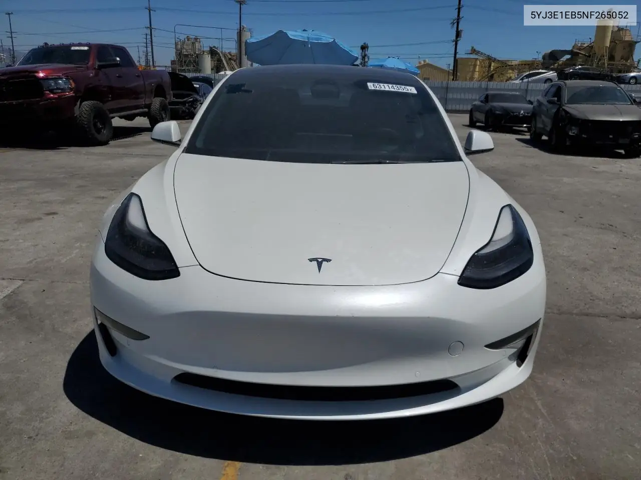 2022 Tesla Model 3 VIN: 5YJ3E1EB5NF265052 Lot: 63114355
