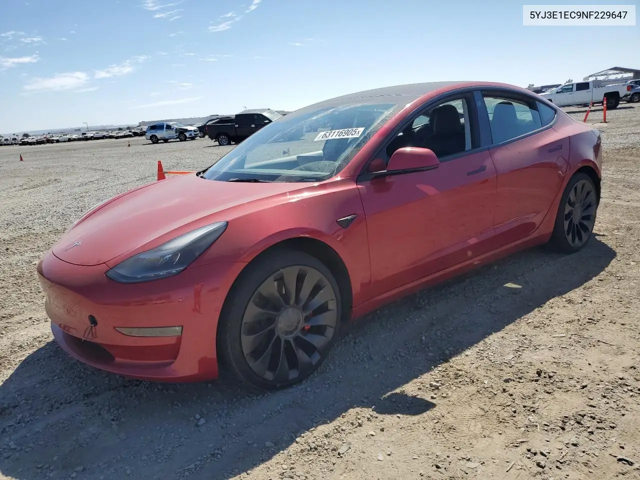 2022 Tesla Model 3 VIN: 5YJ3E1EC9NF229647 Lot: 63116905