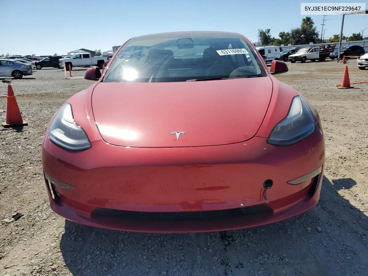 2022 Tesla Model 3 VIN: 5YJ3E1EC9NF229647 Lot: 63116905