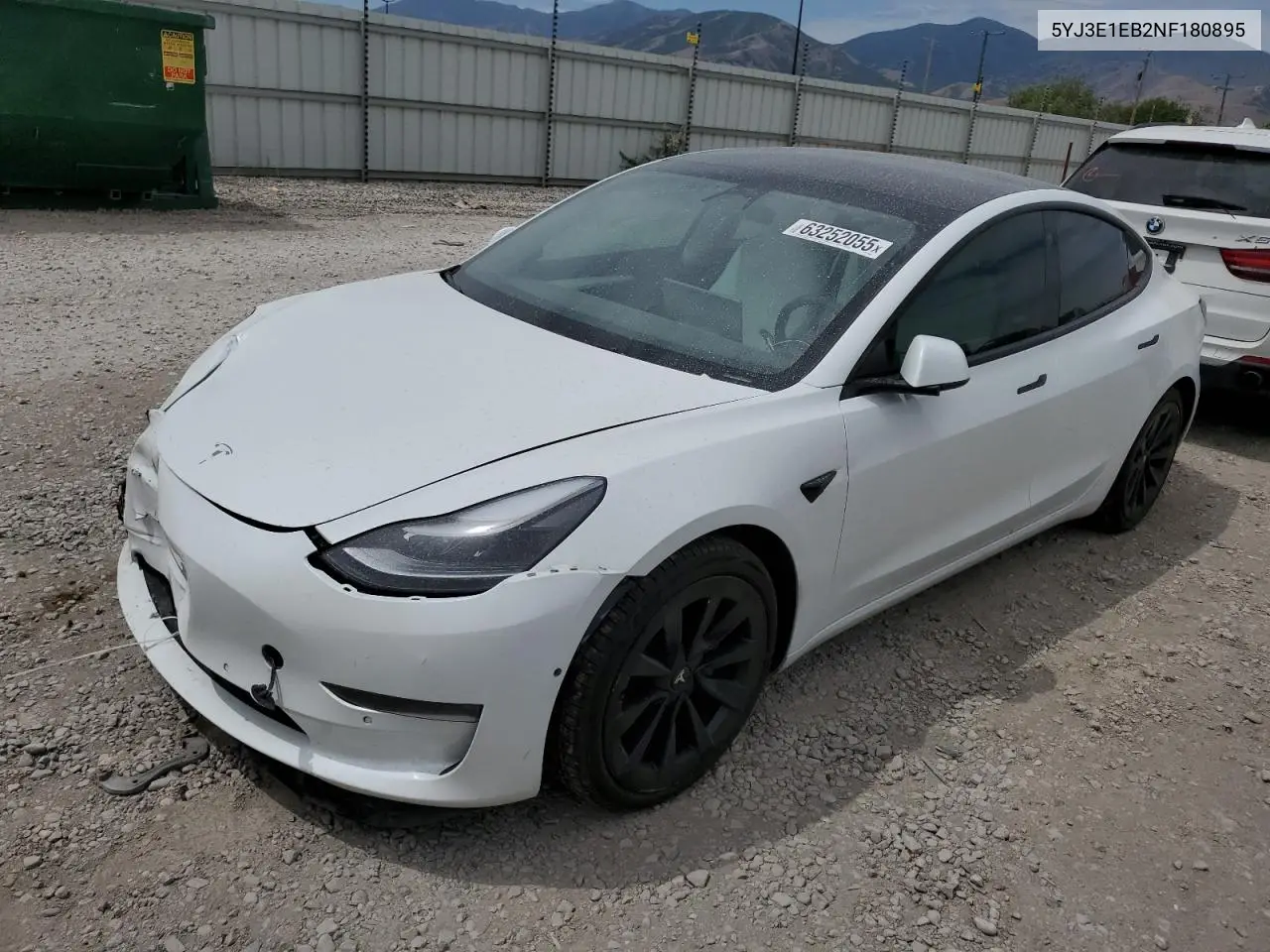 2022 Tesla Model 3 VIN: 5YJ3E1EB2NF180895 Lot: 63252055