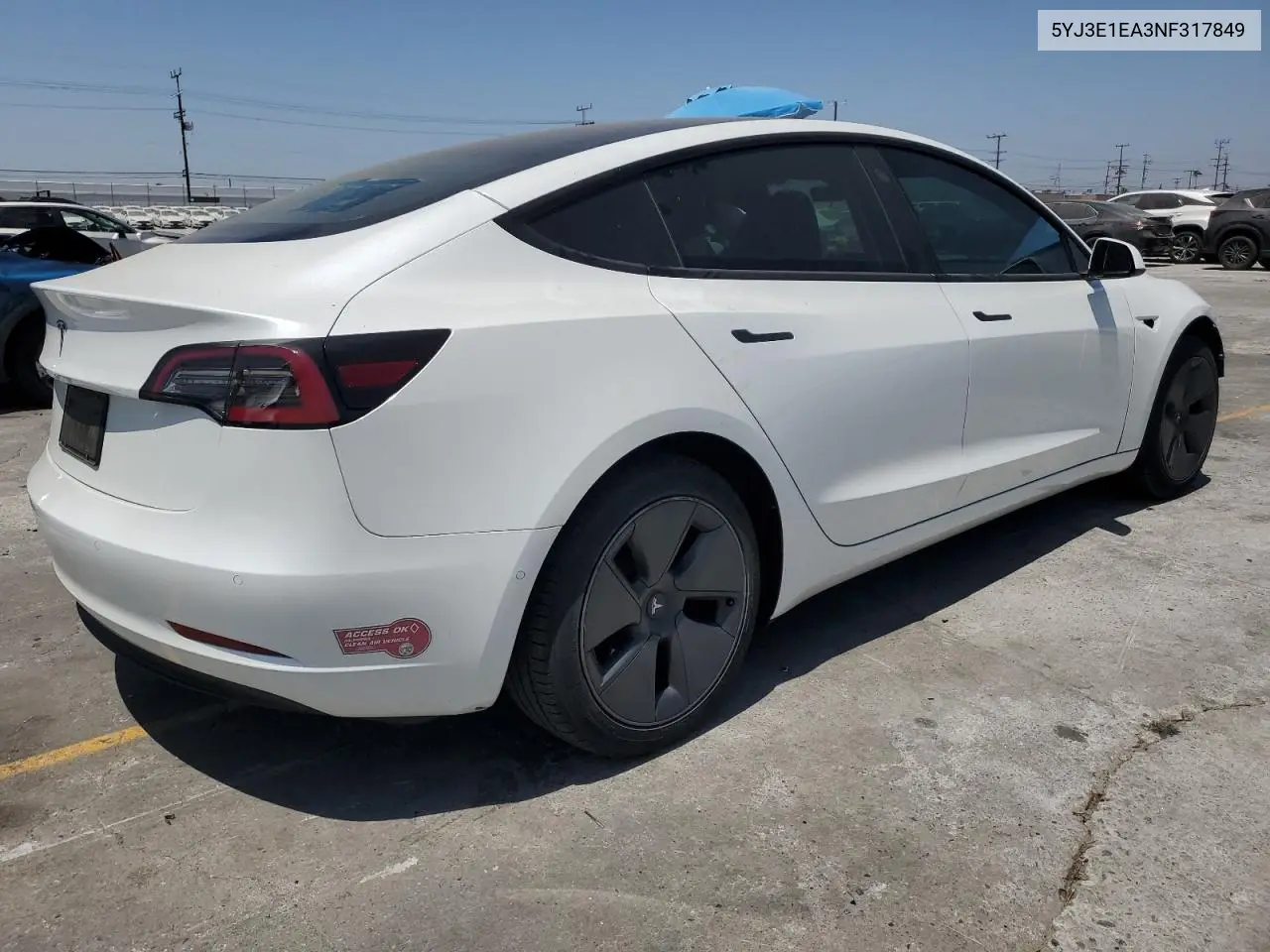 2022 Tesla Model 3 VIN: 5YJ3E1EA3NF317849 Lot: 63475705