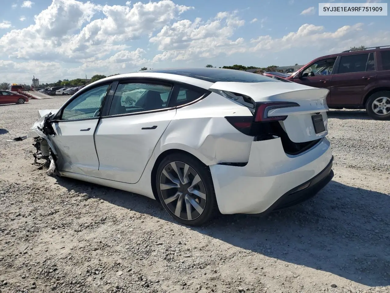 2024 Tesla Model 3 VIN: 5YJ3E1EA9RF751909 Lot: 56796555