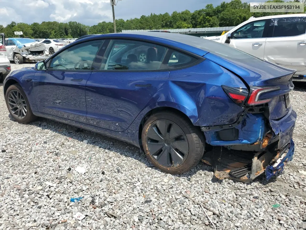2025 Tesla Model 3 VIN: 5YJ3E1EAXSF953194 Lot: 63301665