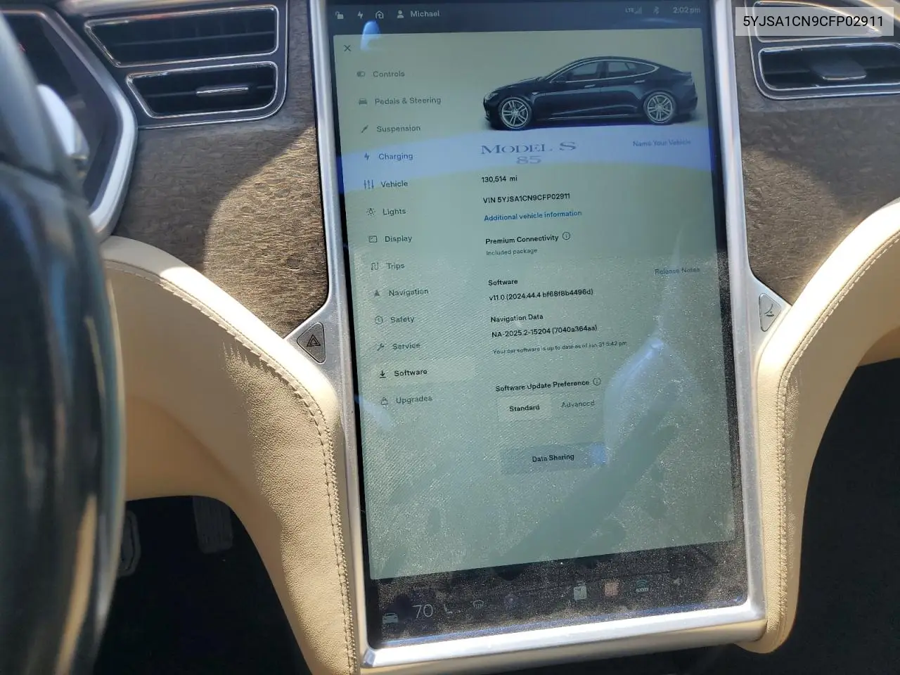 2012 Tesla Model S VIN: 5YJSA1CN9CFP02911 Lot: 62334065