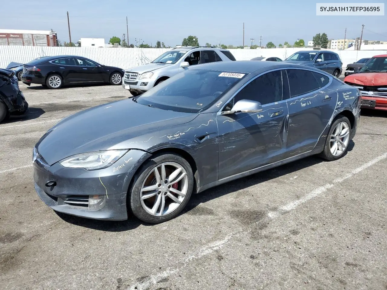 2014 Tesla Model S VIN: 5YJSA1H17EFP36595 Lot: 53705035
