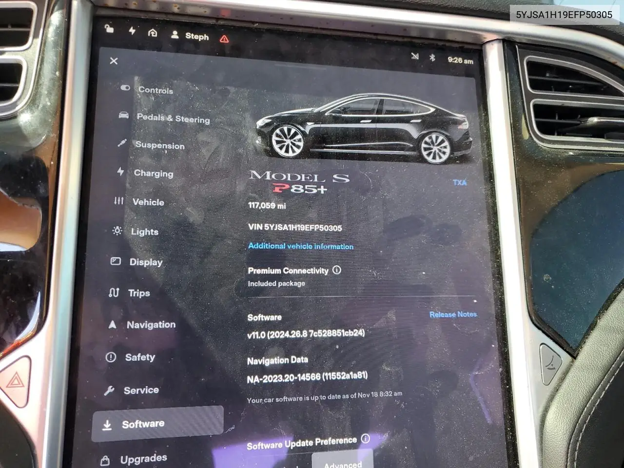 2014 Tesla Model S VIN: 5YJSA1H19EFP50305 Lot: 56710345