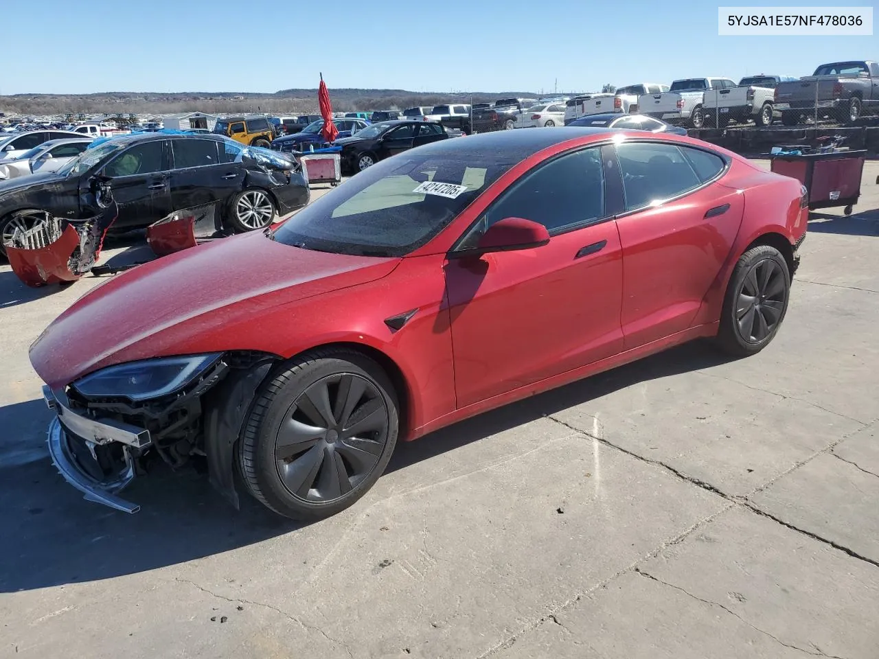2022 Tesla Model S VIN: 5YJSA1E57NF478036 Lot: 42147205