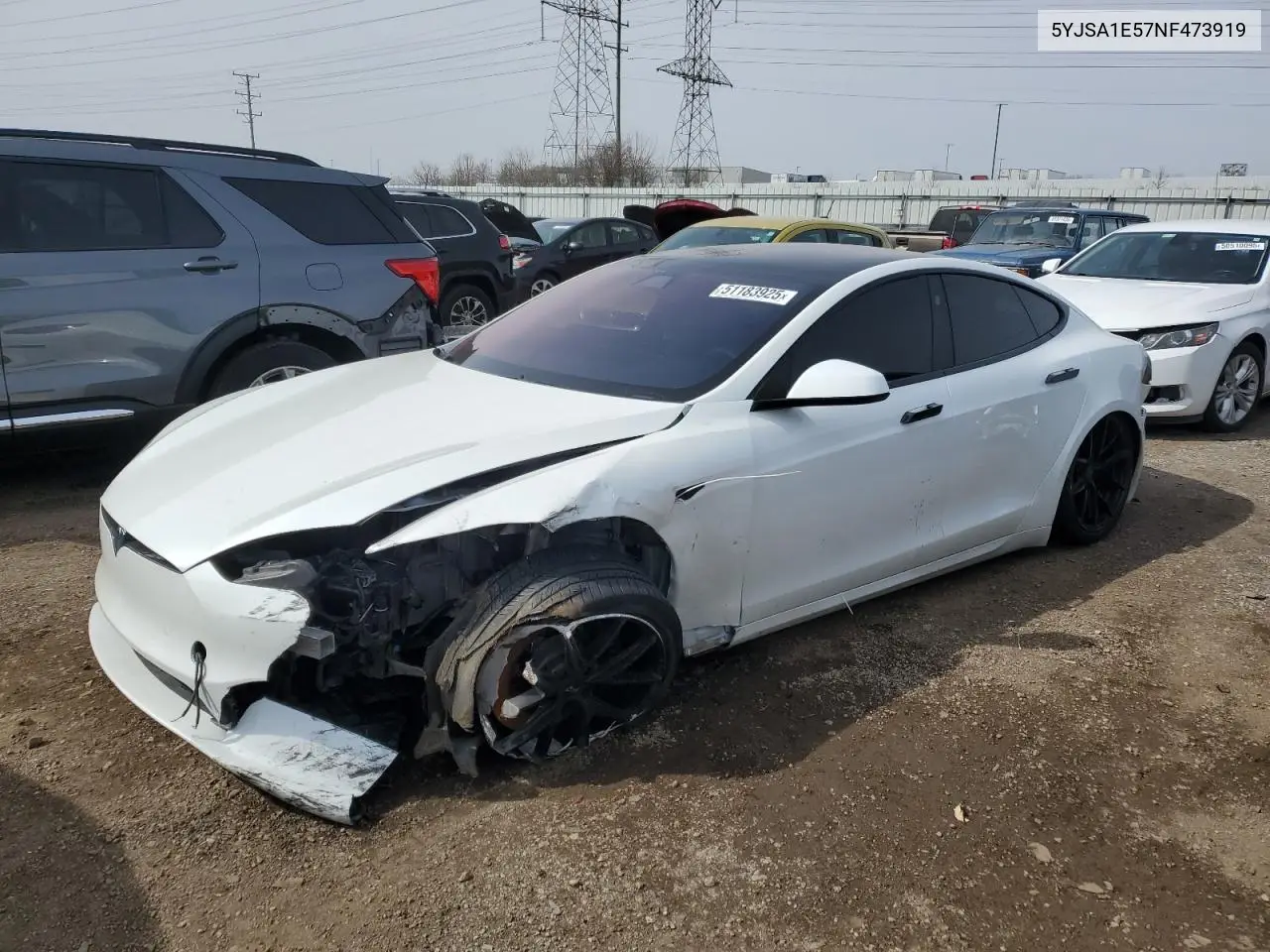 2022 Tesla Model S VIN: 5YJSA1E57NF473919 Lot: 51183925