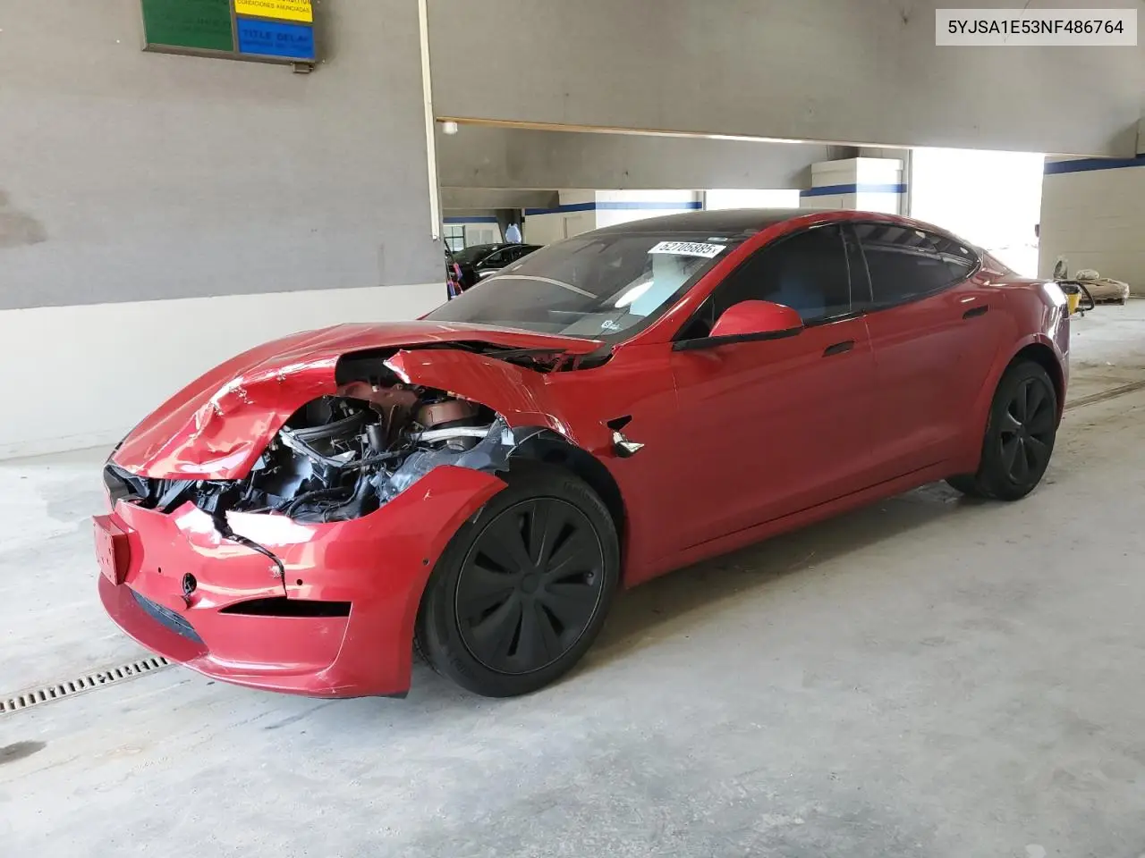 2022 Tesla Model S VIN: 5YJSA1E53NF486764 Lot: 52705885