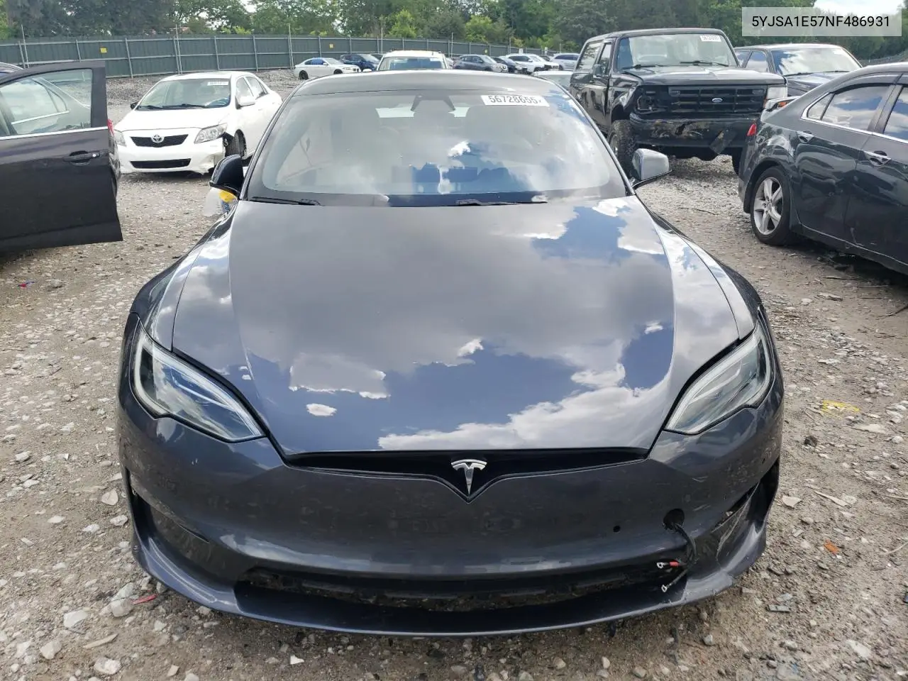 2022 Tesla Model S VIN: 5YJSA1E57NF486931 Lot: 56728655