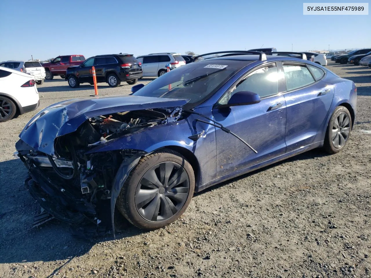 2022 Tesla Model S VIN: 5YJSA1E55NF475989 Lot: 88104975