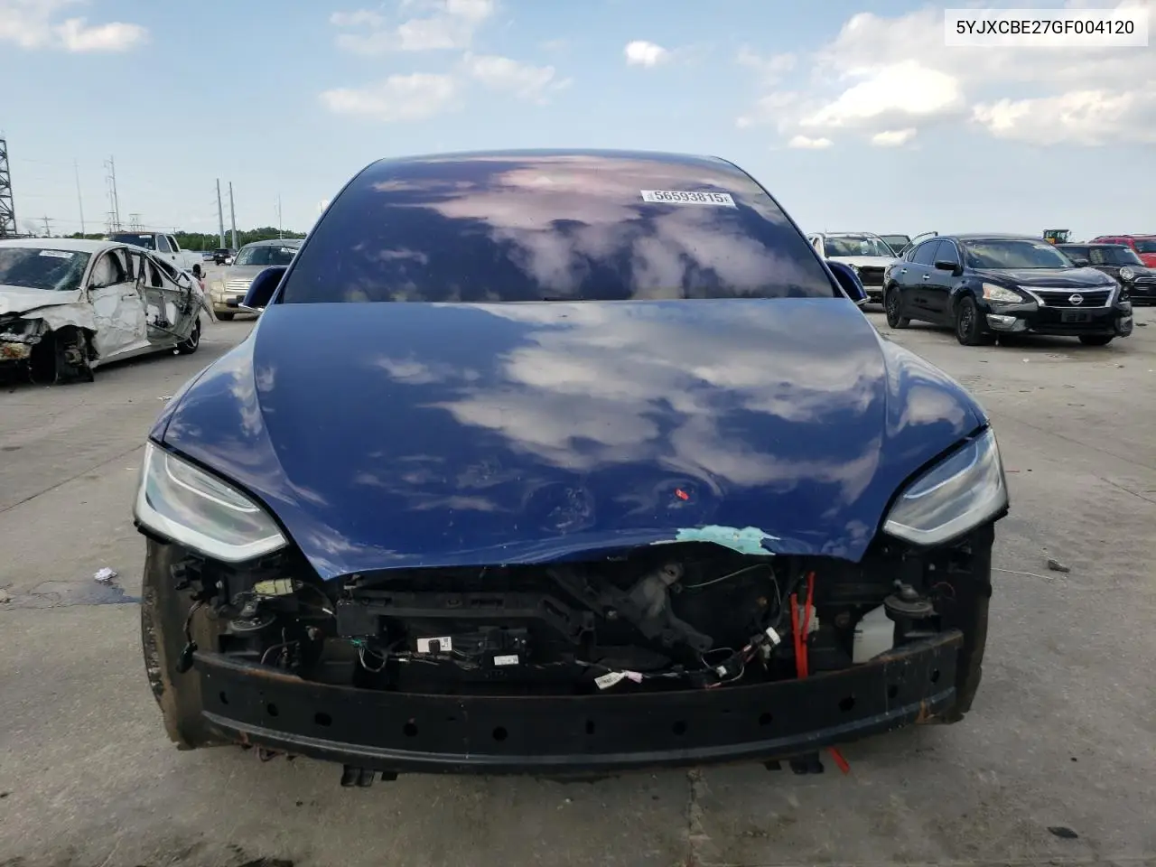 2016 Tesla Model X VIN: 5YJXCBE27GF004120 Lot: 56593815