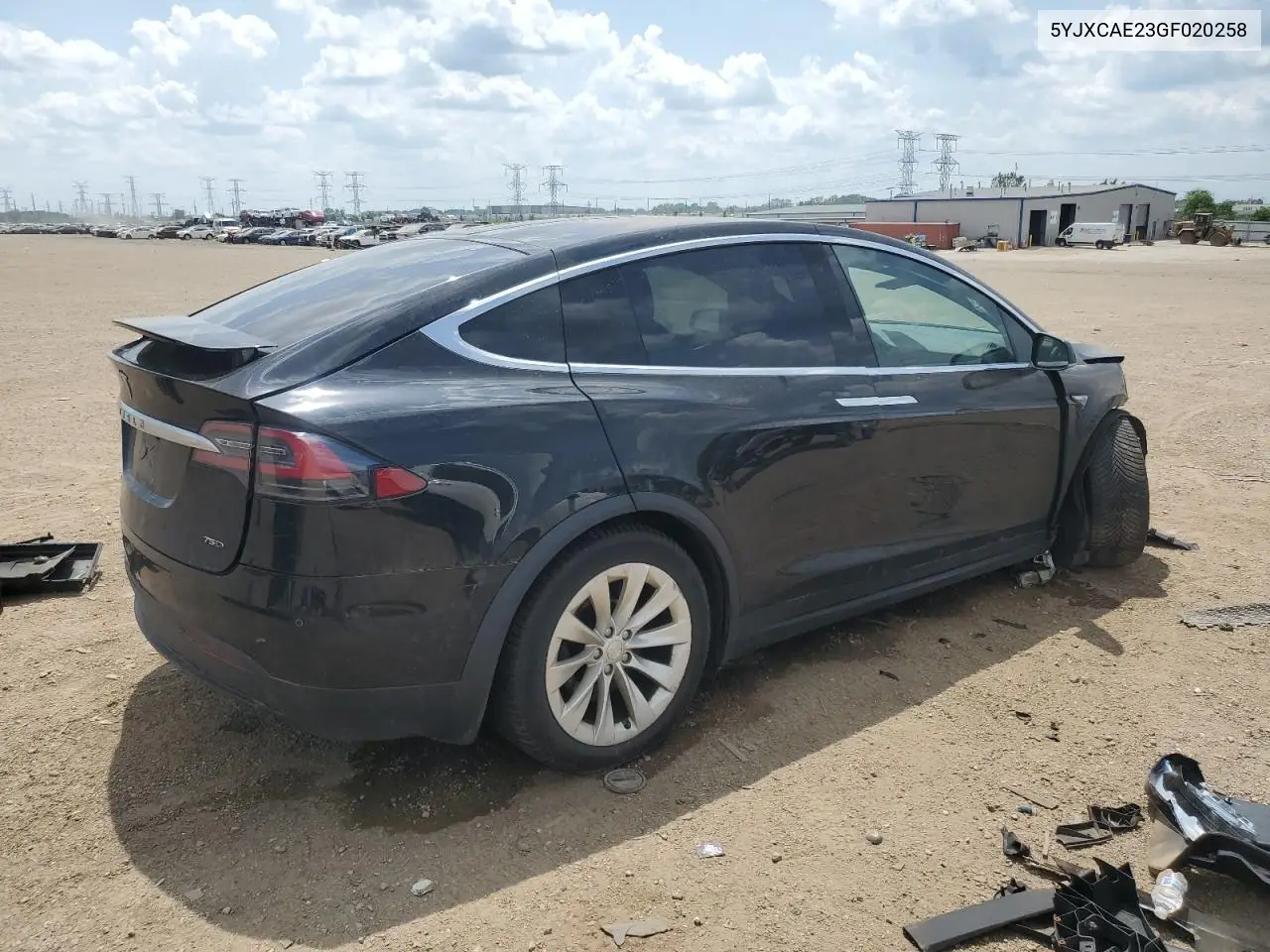 2016 Tesla Model X VIN: 5YJXCAE23GF020258 Lot: 61231345