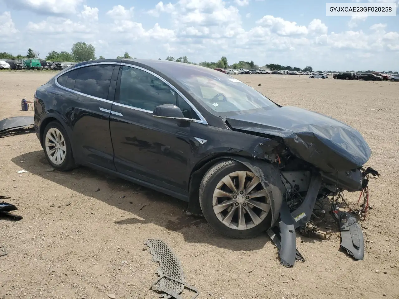 2016 Tesla Model X VIN: 5YJXCAE23GF020258 Lot: 61231345