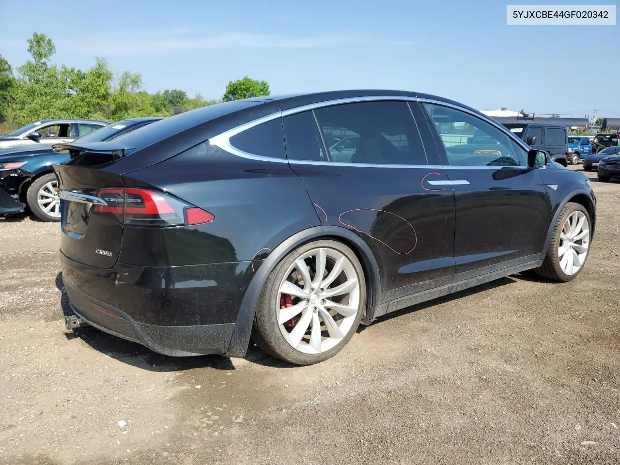 2016 Tesla Model X VIN: 5YJXCBE44GF020342 Lot: 61719085