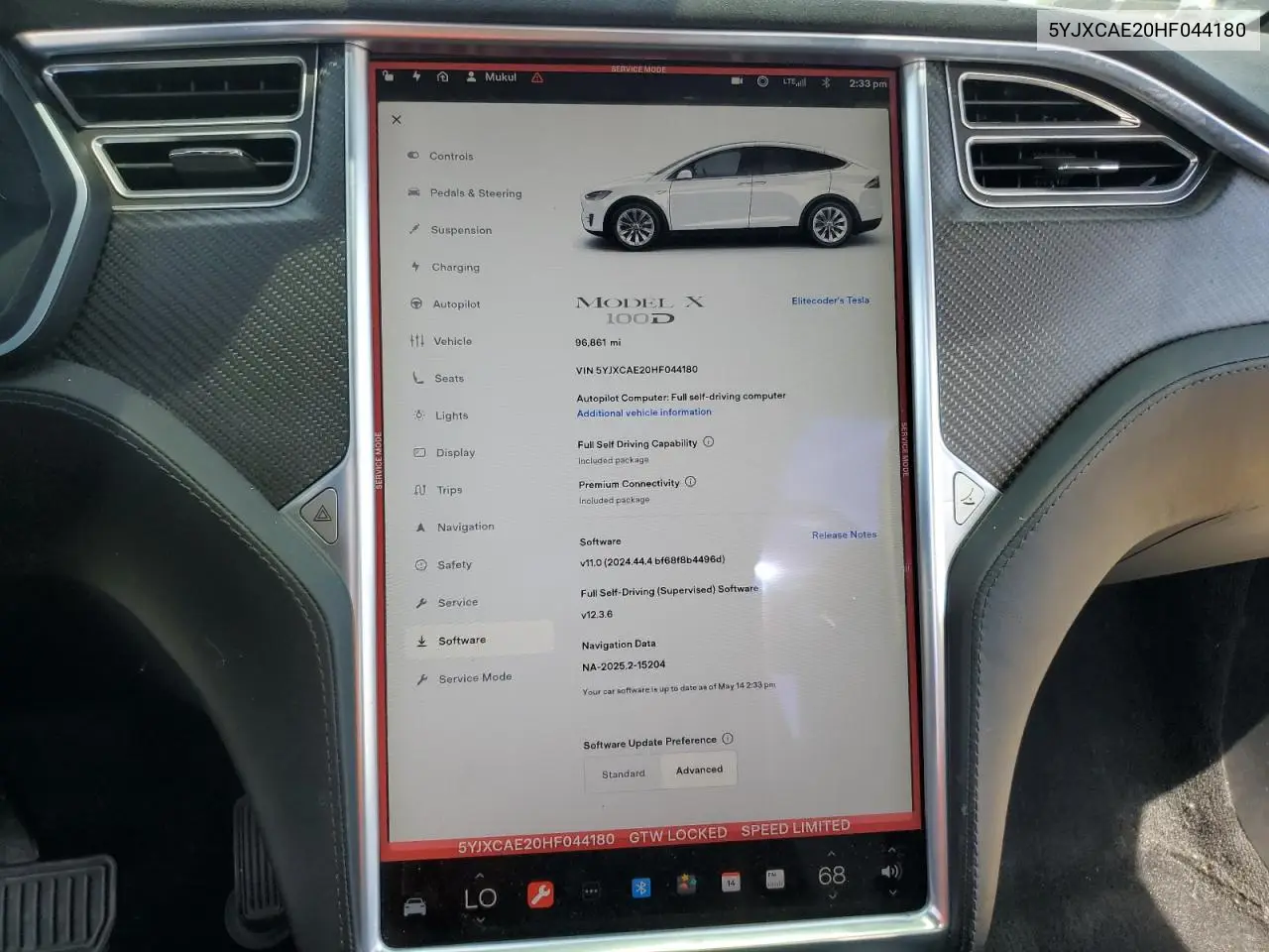 2017 Tesla Model X VIN: 5YJXCAE20HF044180 Lot: 56961055