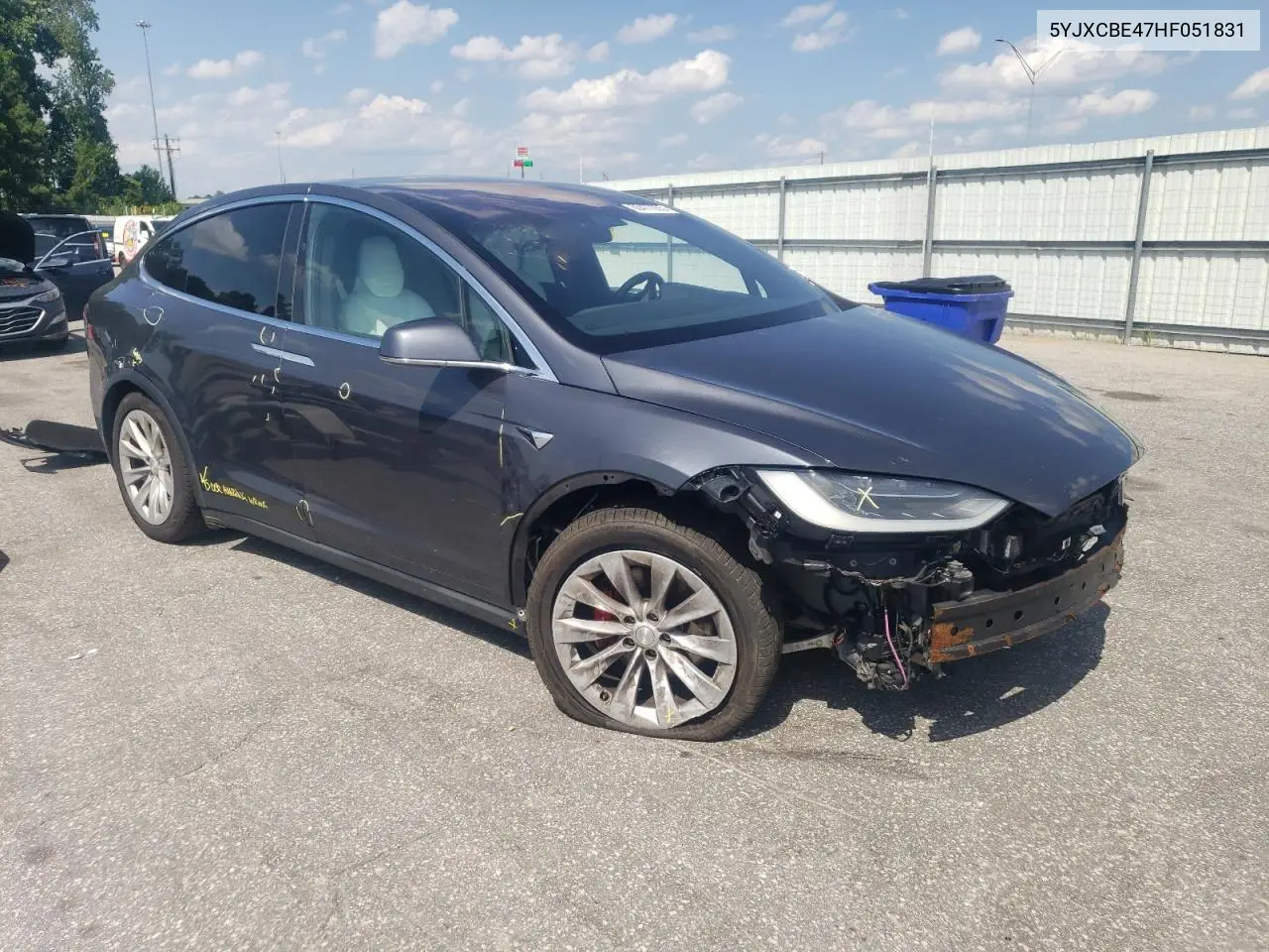 2017 Tesla Model X VIN: 5YJXCBE47HF051831 Lot: 60477055