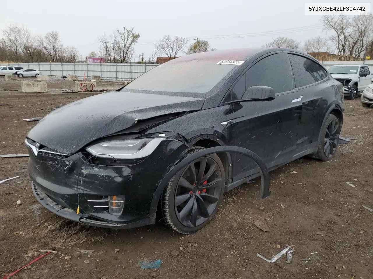 2020 Tesla Model X VIN: 5YJXCBE42LF304742 Lot: 53614825
