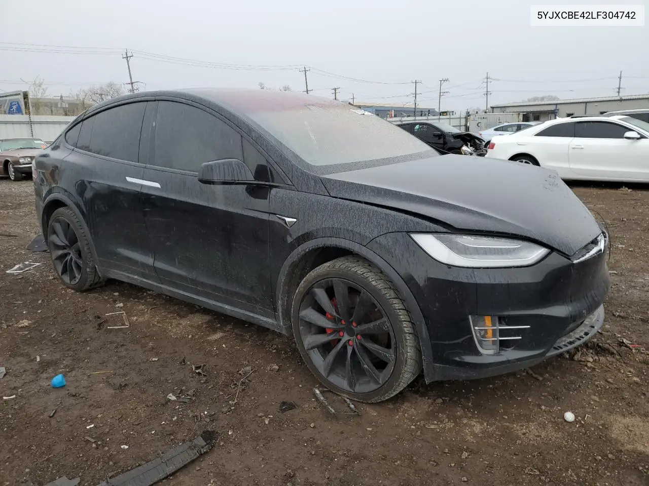 2020 Tesla Model X VIN: 5YJXCBE42LF304742 Lot: 53614825