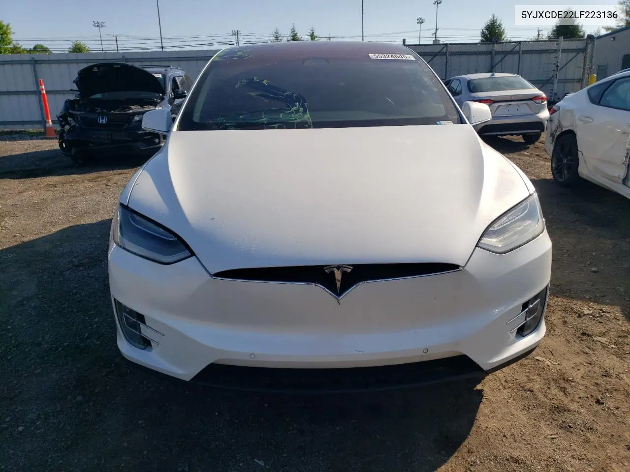 2020 Tesla Model X VIN: 5YJXCDE22LF223136 Lot: 55324645
