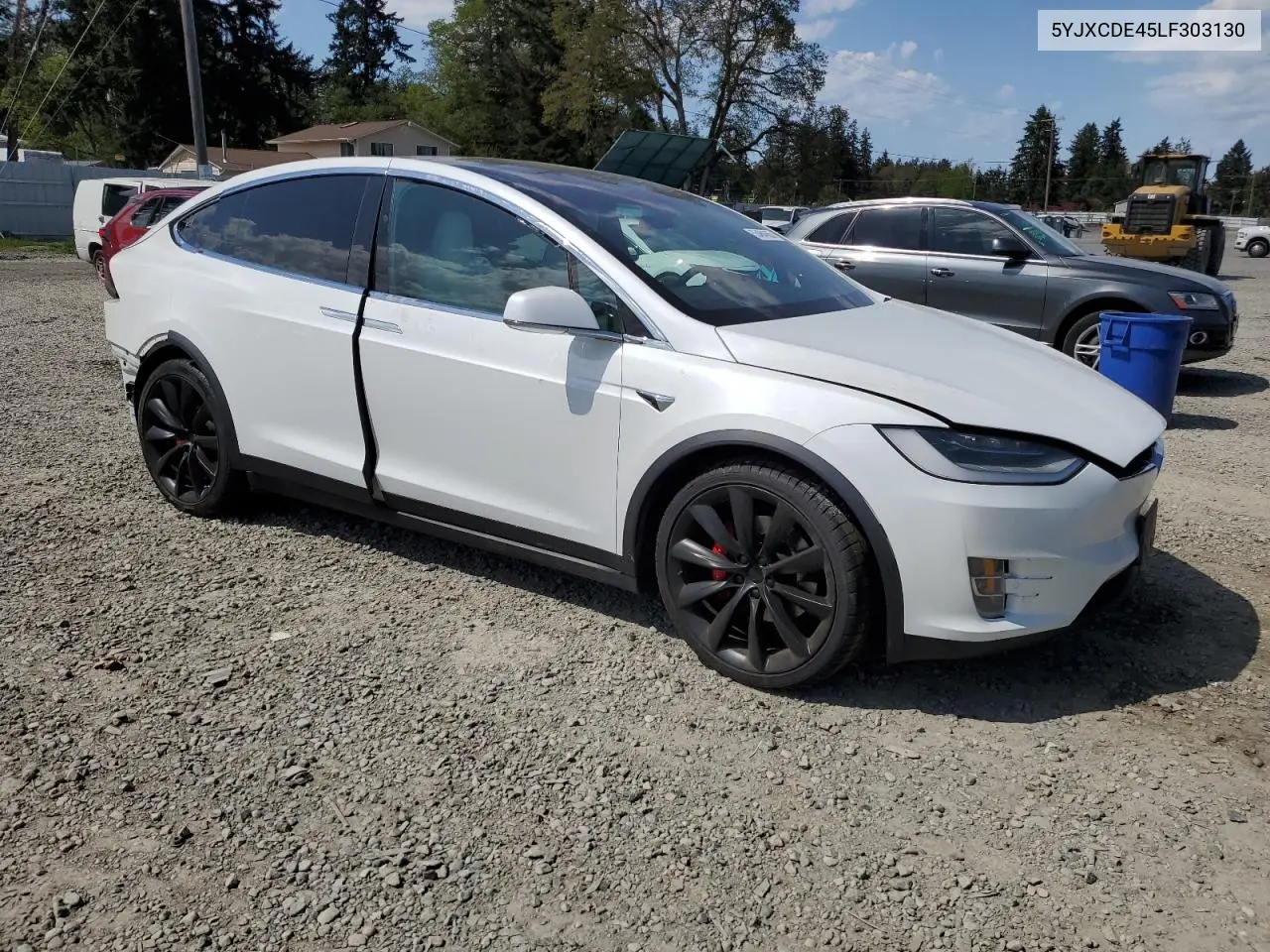 2020 Tesla Model X VIN: 5YJXCDE45LF303130 Lot: 55464665