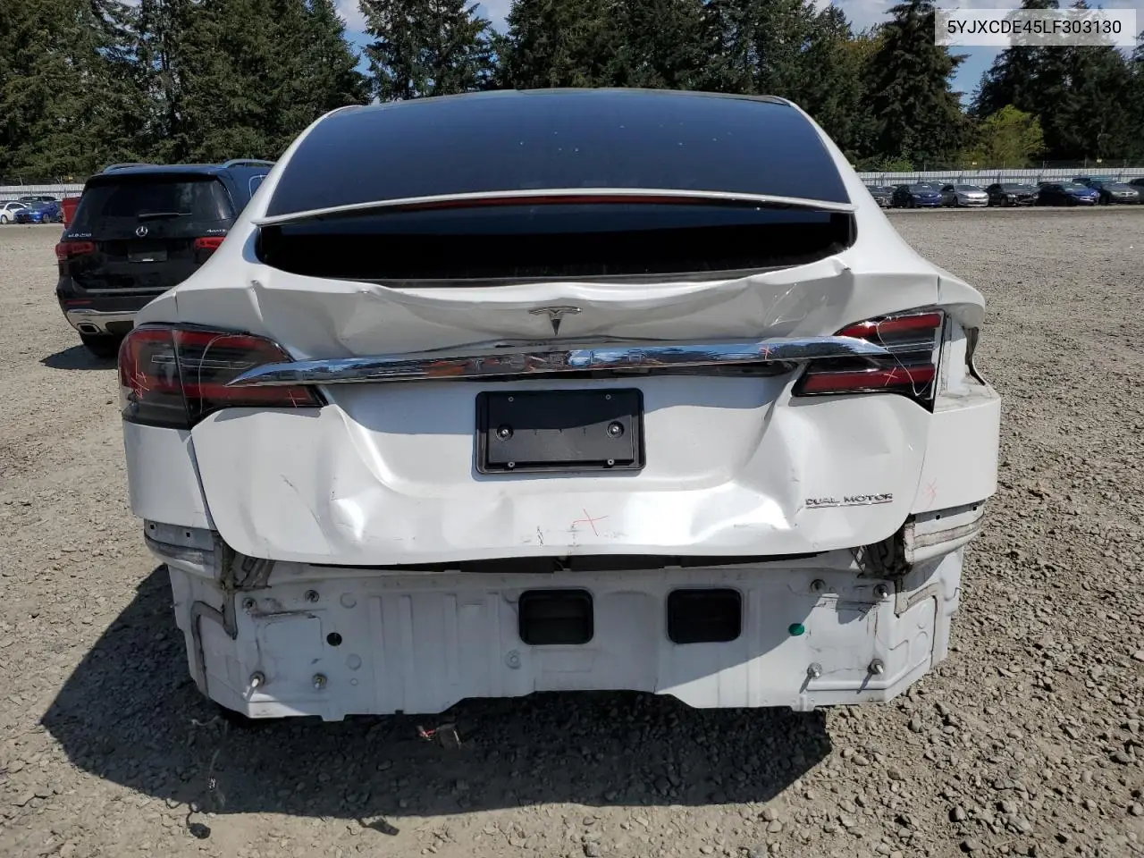 2020 Tesla Model X VIN: 5YJXCDE45LF303130 Lot: 55464665