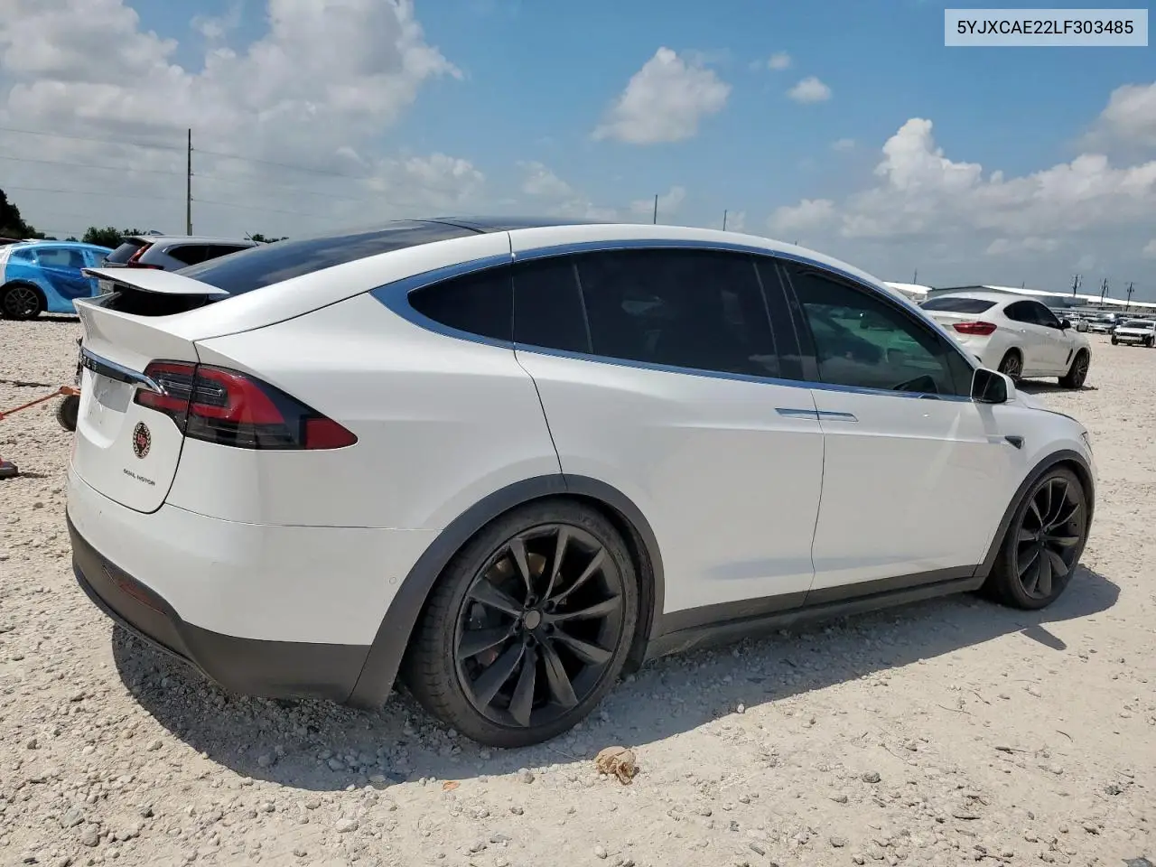 2020 Tesla Model X VIN: 5YJXCAE22LF303485 Lot: 61007095