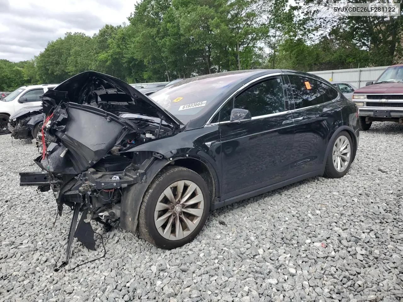 2020 Tesla Model X VIN: 5YJXCDE26LF281122 Lot: 61933665