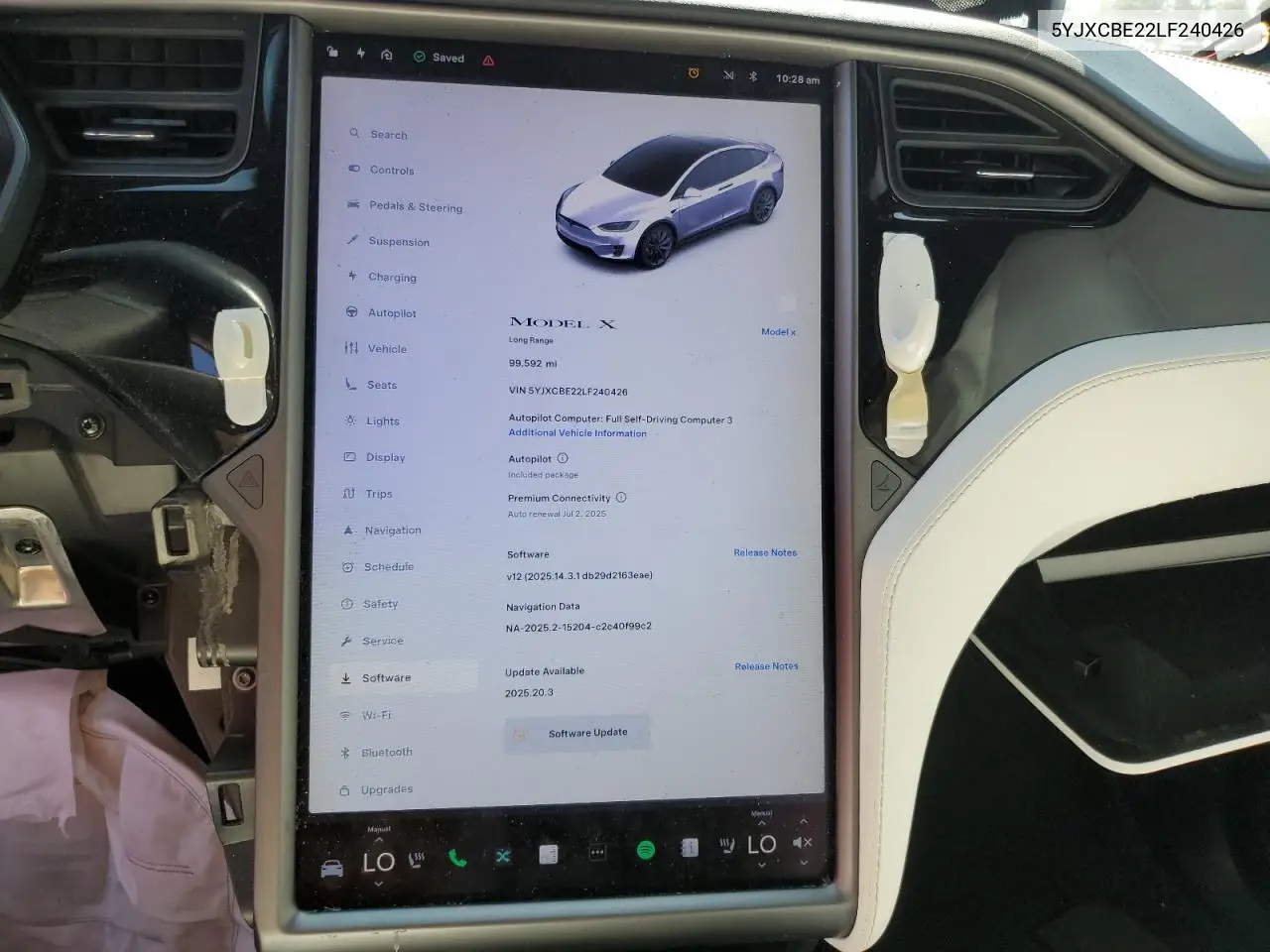 2020 Tesla Model X VIN: 5YJXCBE22LF240426 Lot: 62453085